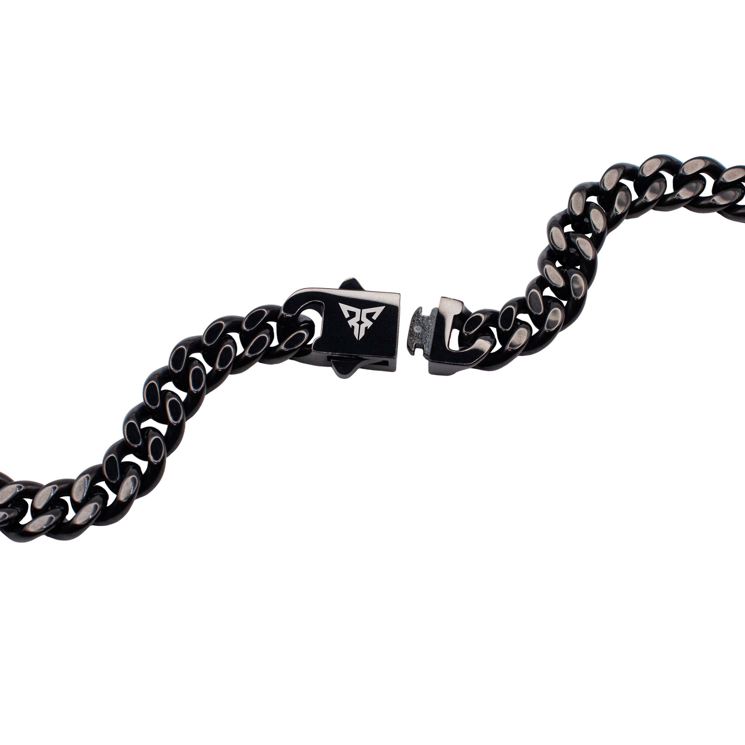 rave ketting cuban chain zwart 8mm sluiting