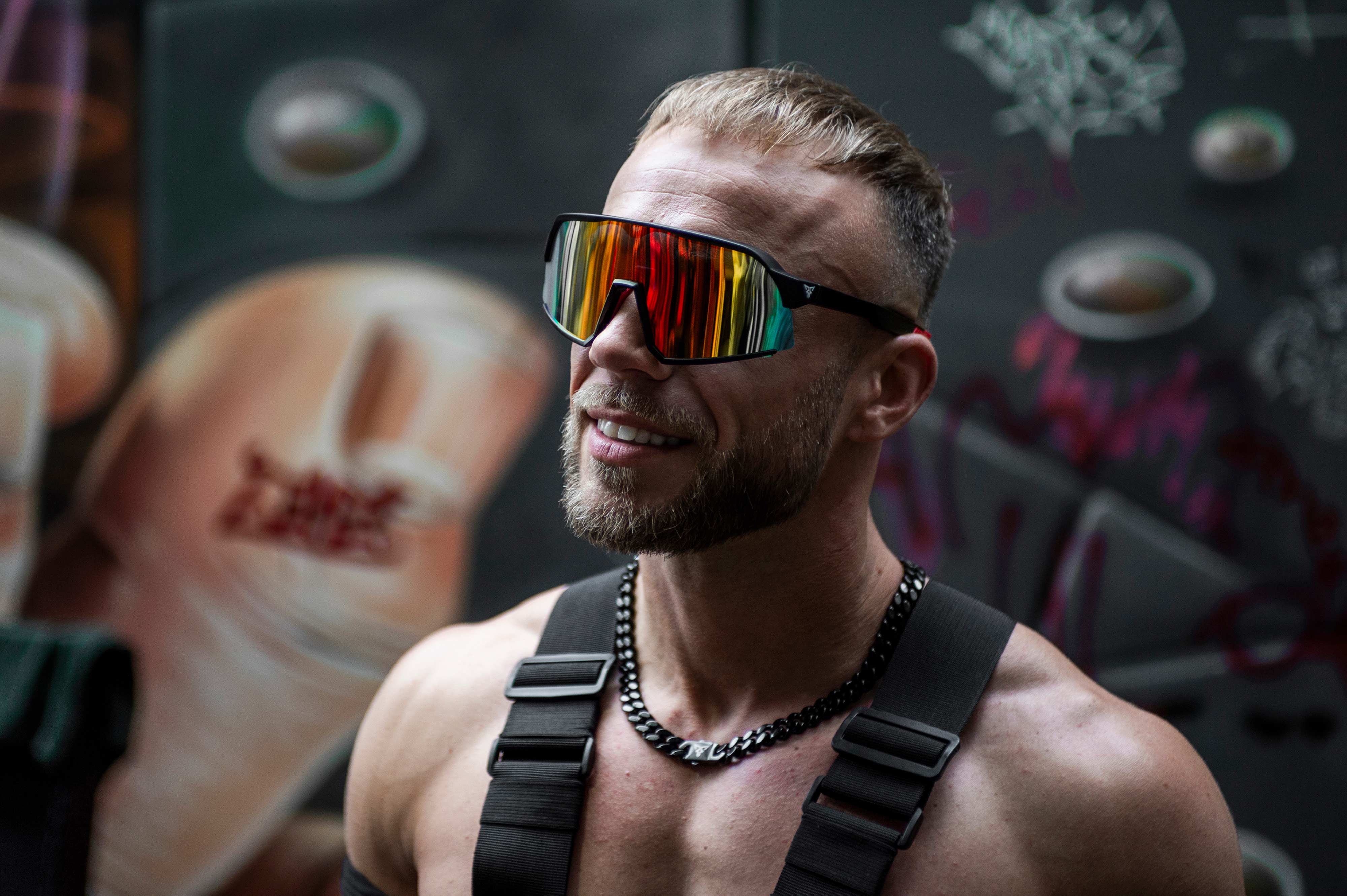 Oranje rave bril 'Glacies' model