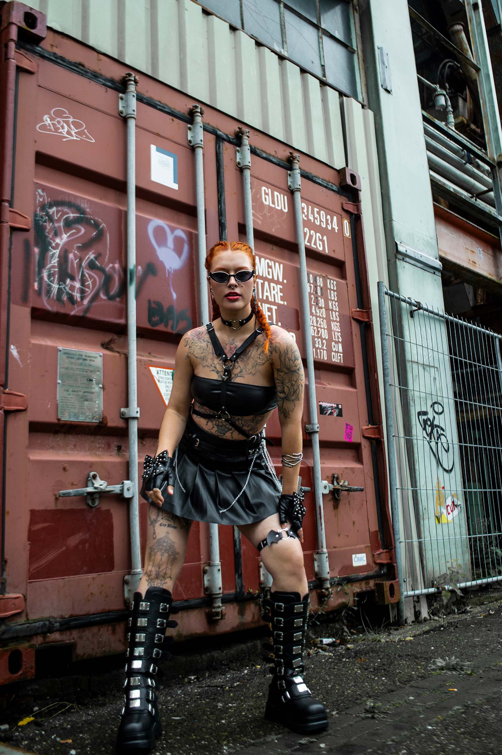 rave beenharnas PU-leer vleermuis outfit