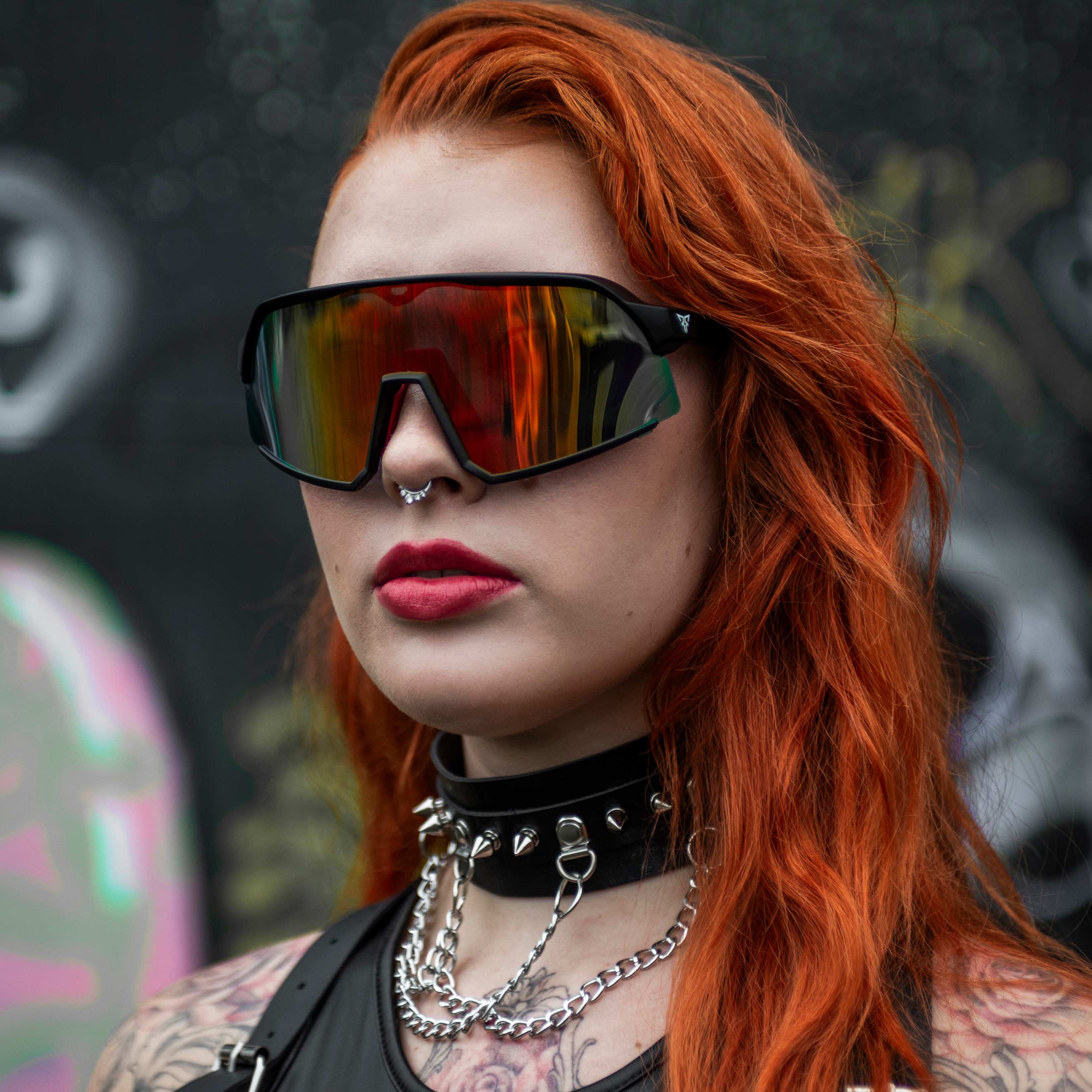 Oranje rave bril 'Glacies' model2