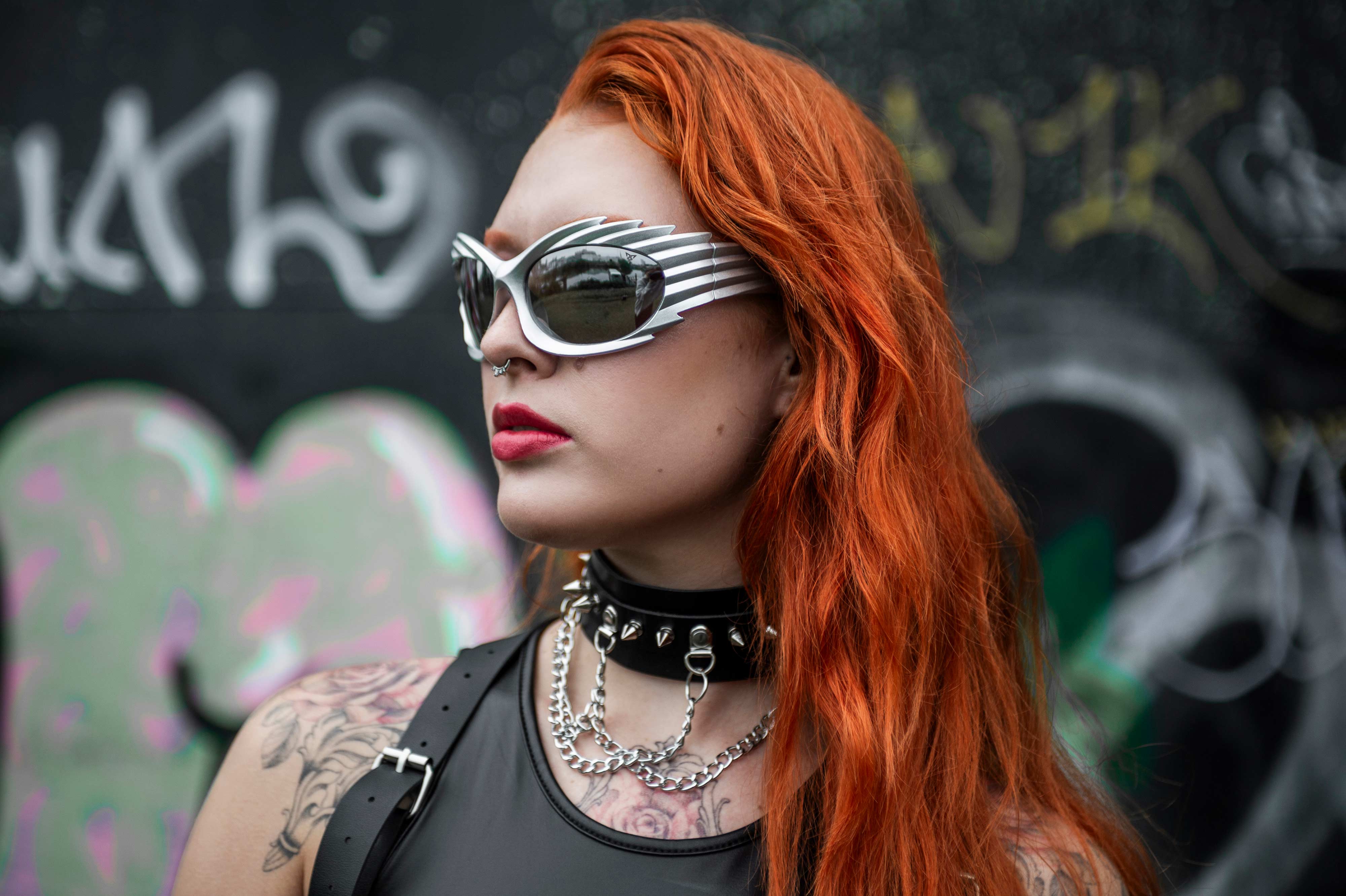 Zilveren rave bril 'Inferno' techno festival model