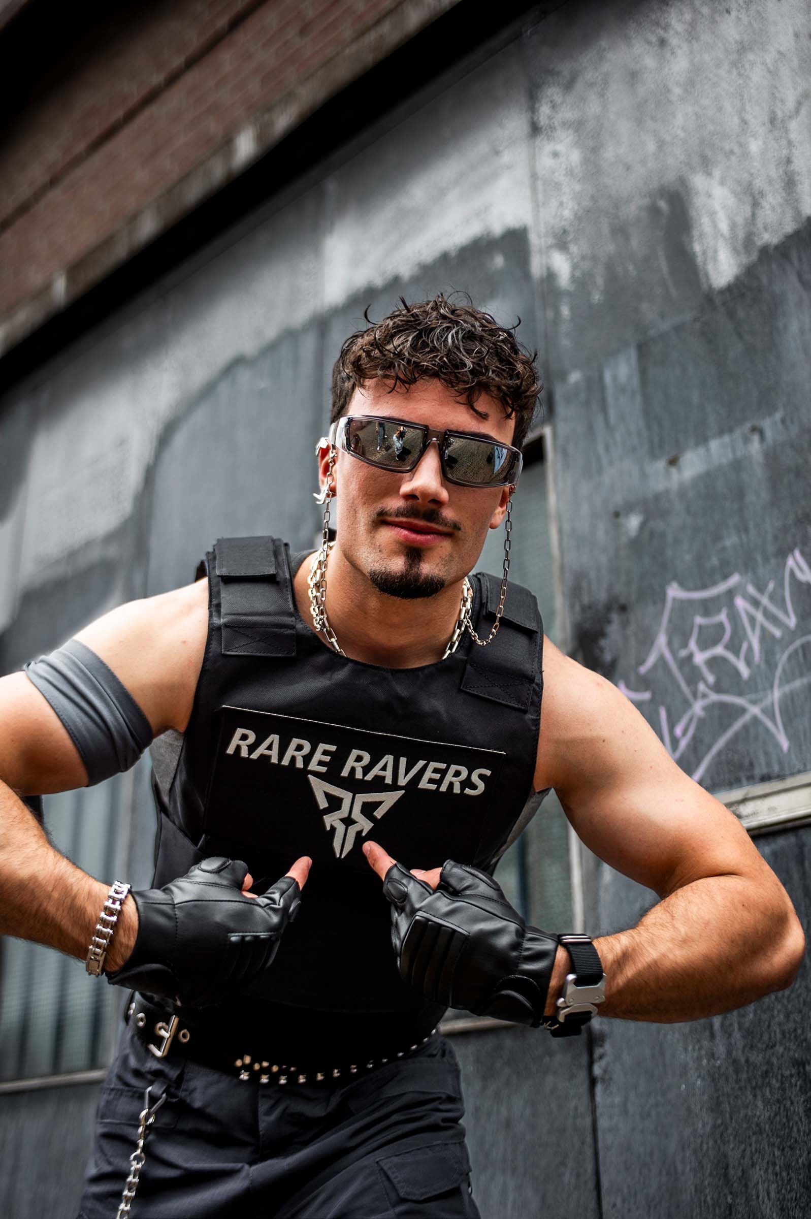 grijze rave bril 'Obex' techno festival model 2