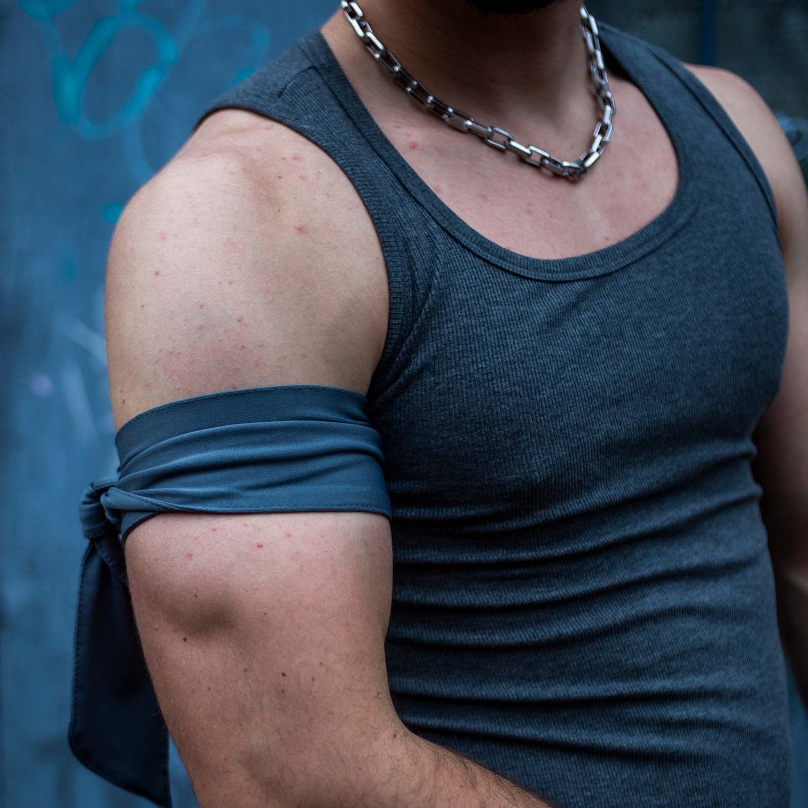 grijze zweetband/armband stof voor raves