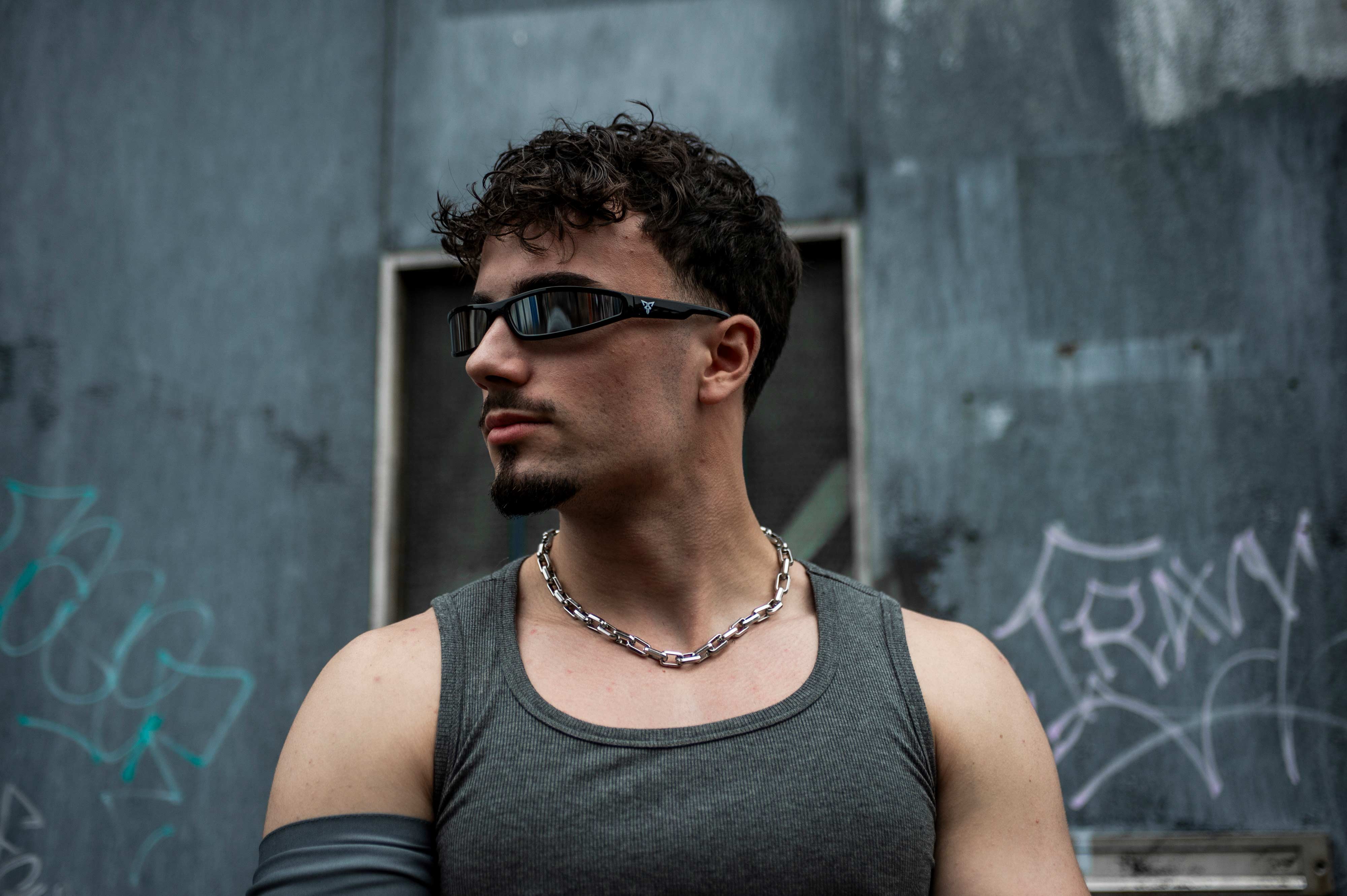 zwarte rave bril met spiegelglazen voor festivals model