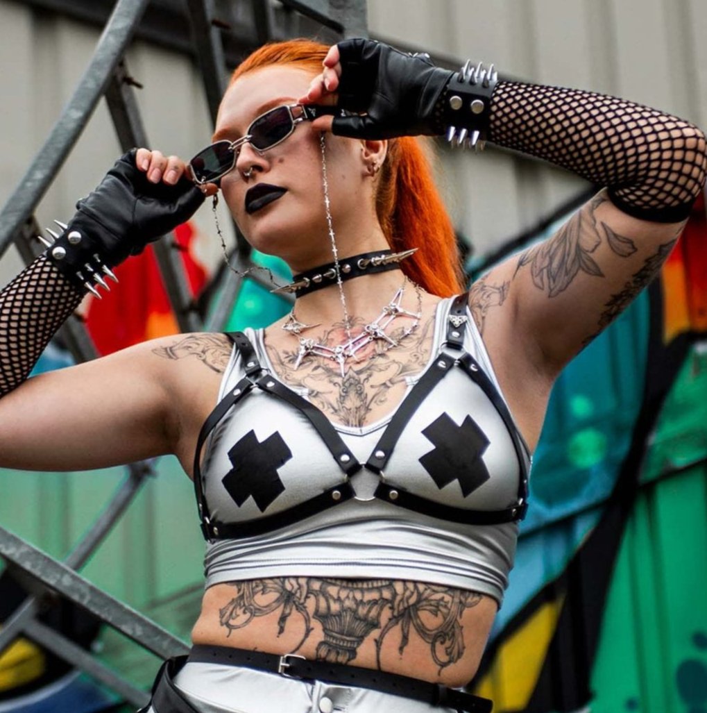 zwarte rave top harnas 'RRH9' model