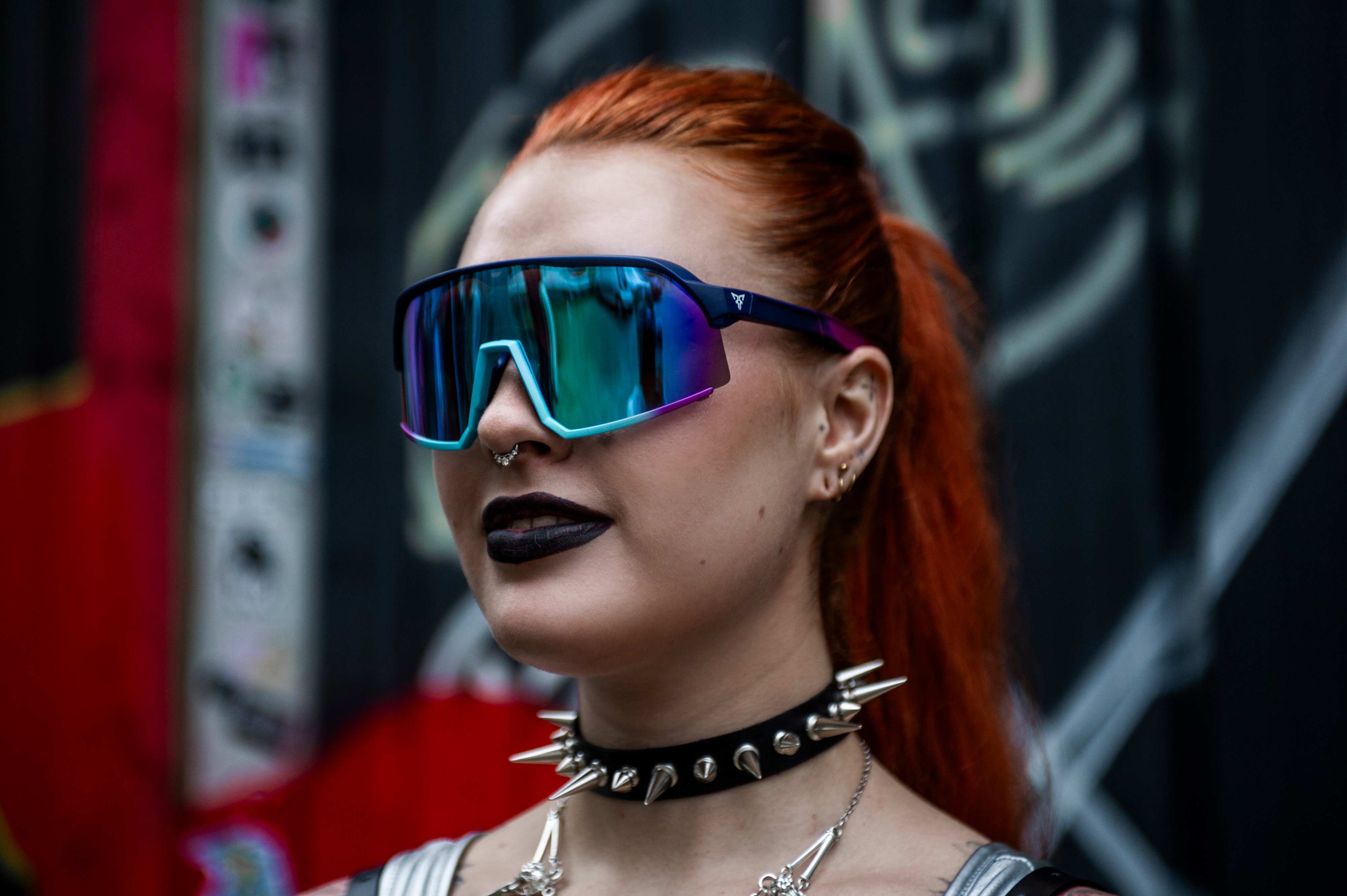 Blauw/paarse rave bril 'Glacies' festival model 3