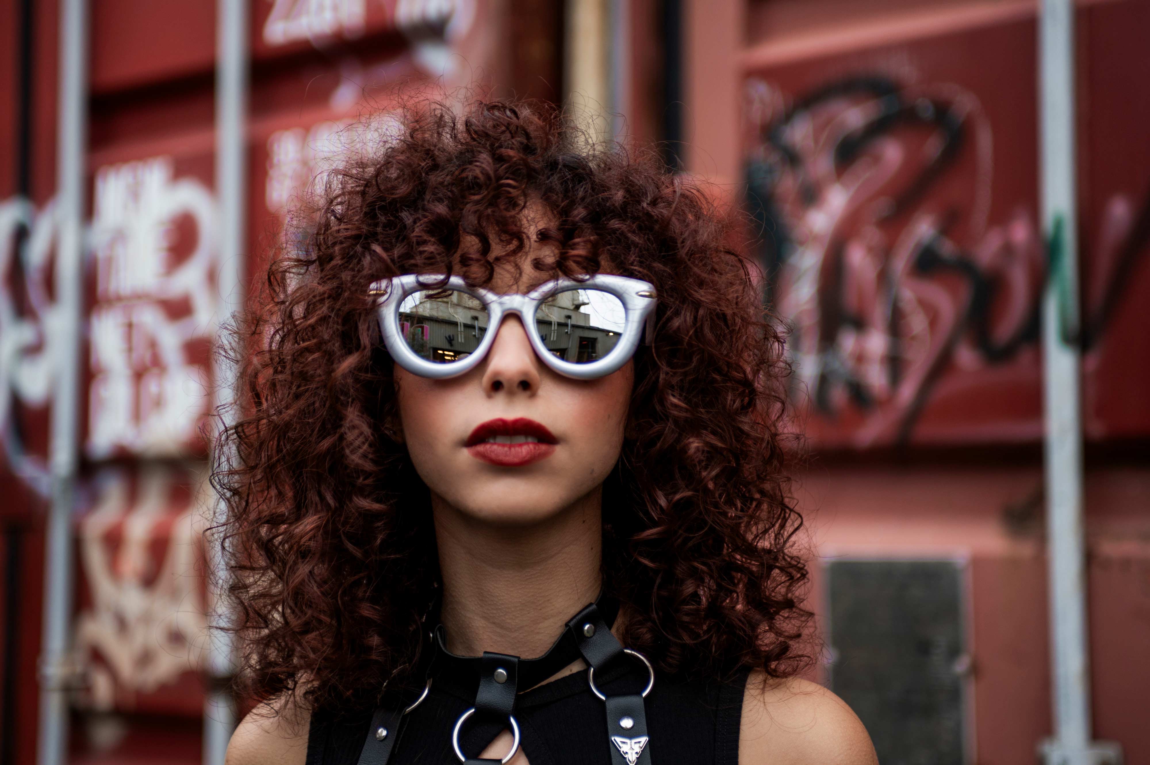 zilveren rave bril voor festivals 'Amara' model