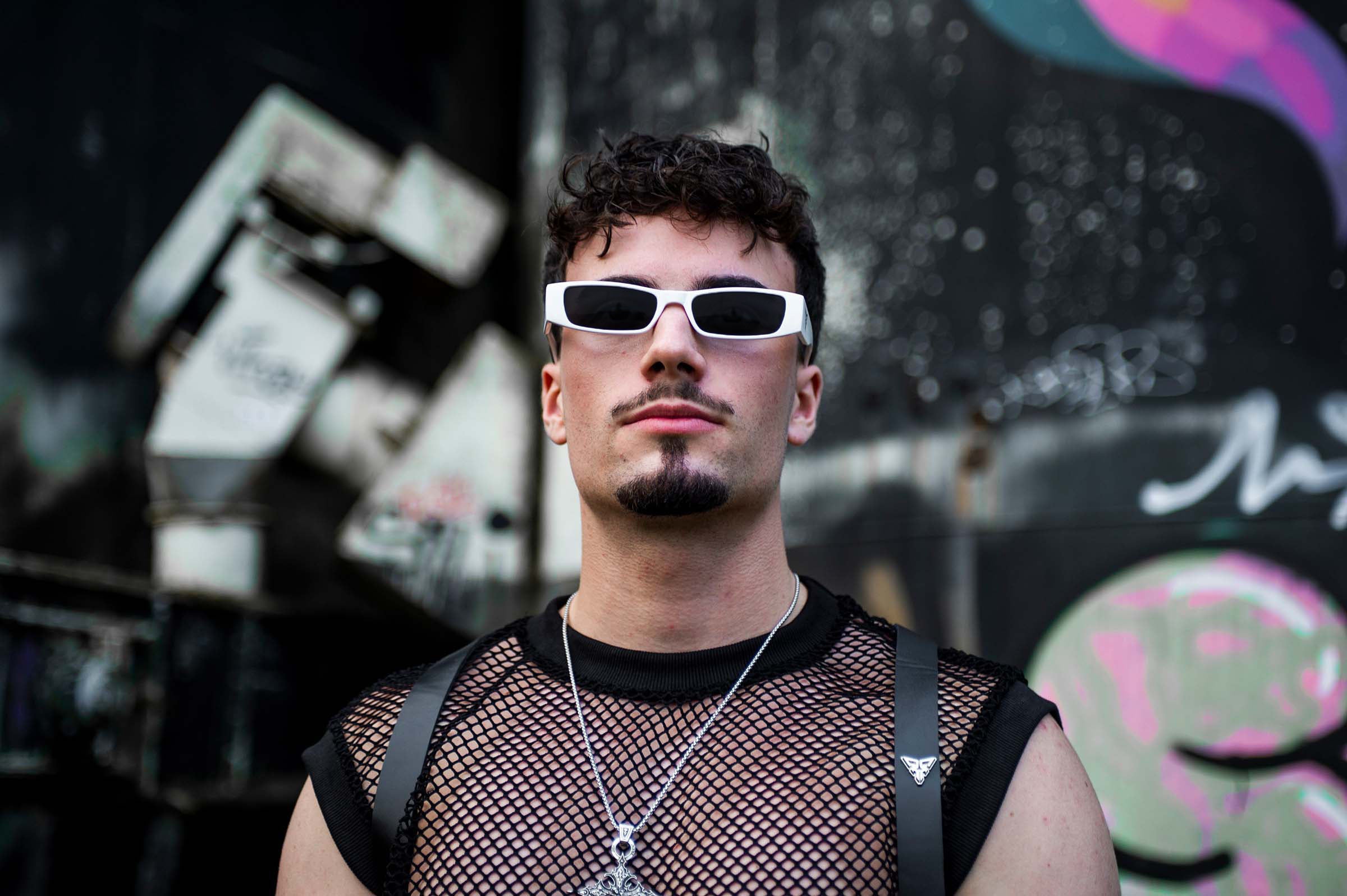 witte rave bril voor festivals 'Ferox' model