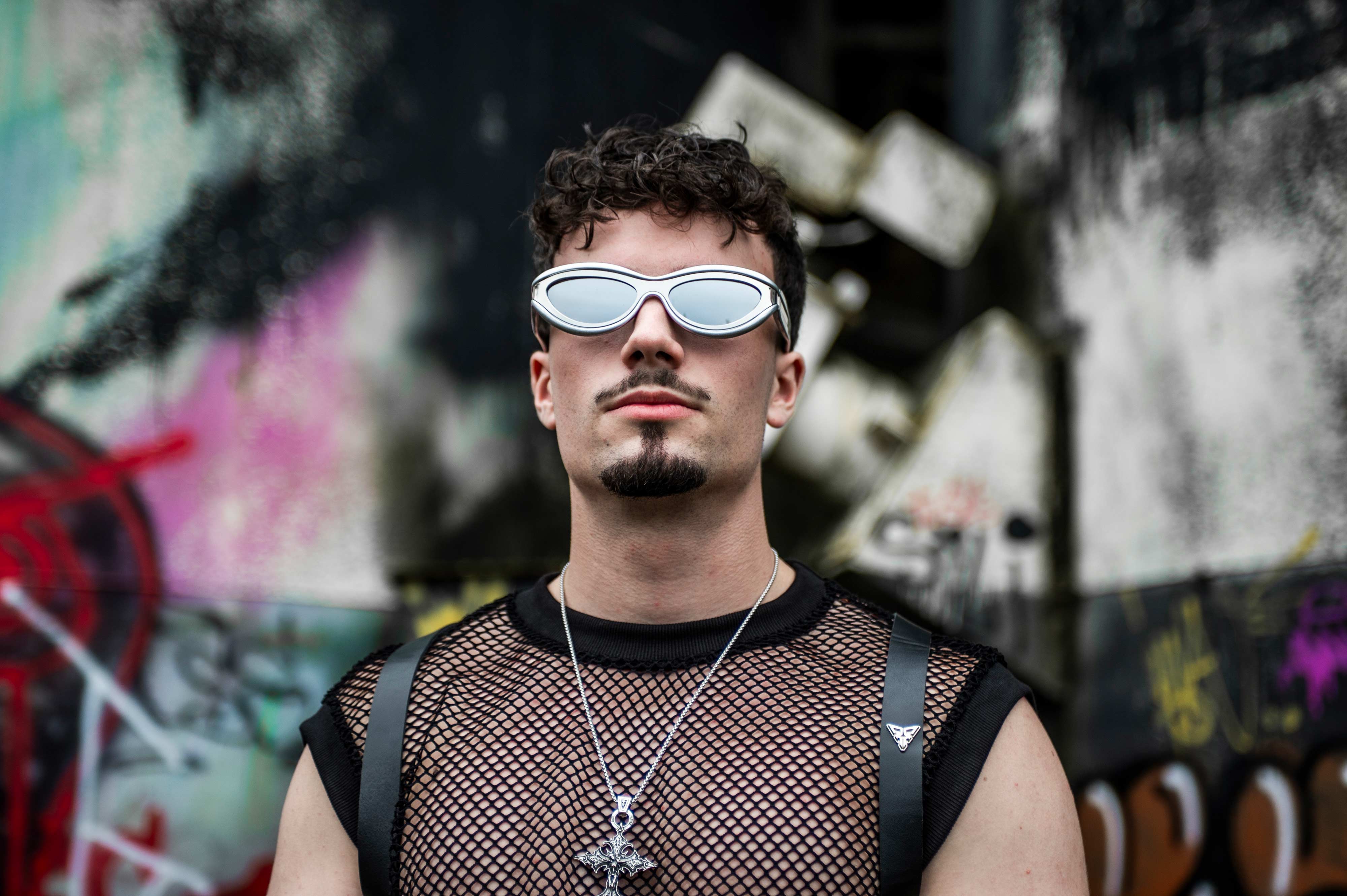 zilveren rave bril voor techno festival model 2