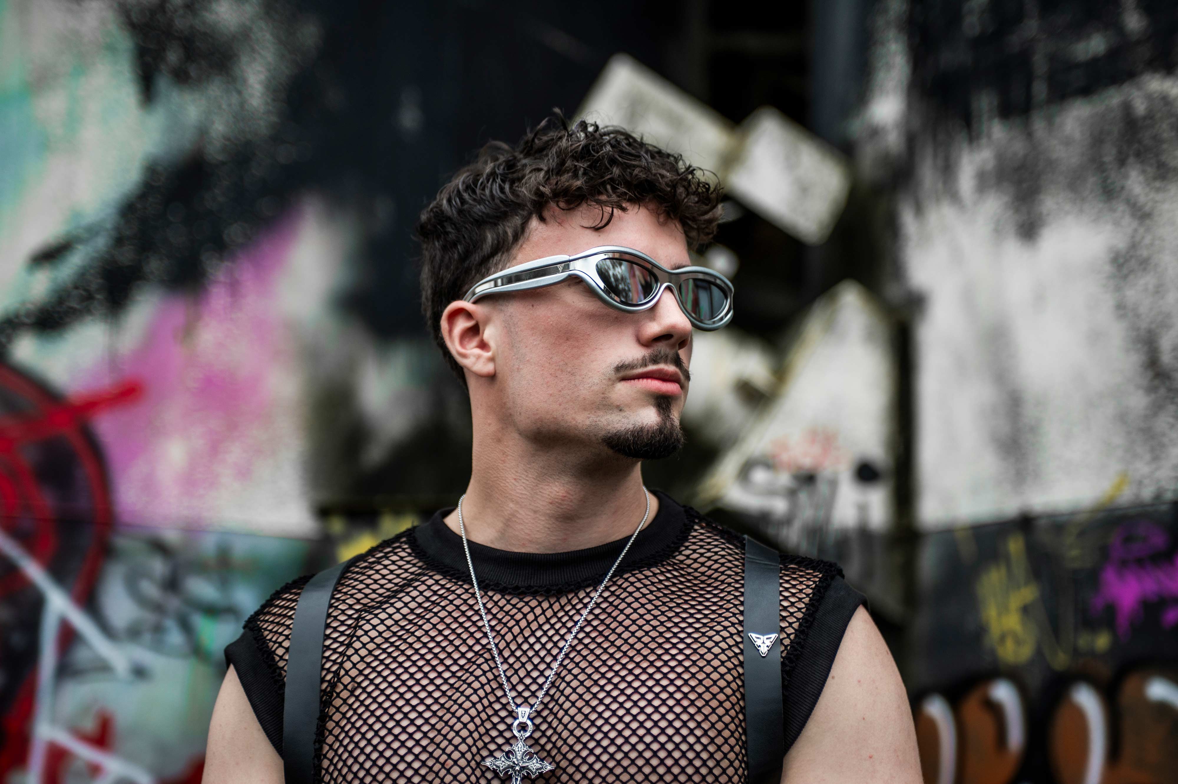 zilveren rave bril voor techno festival model 3