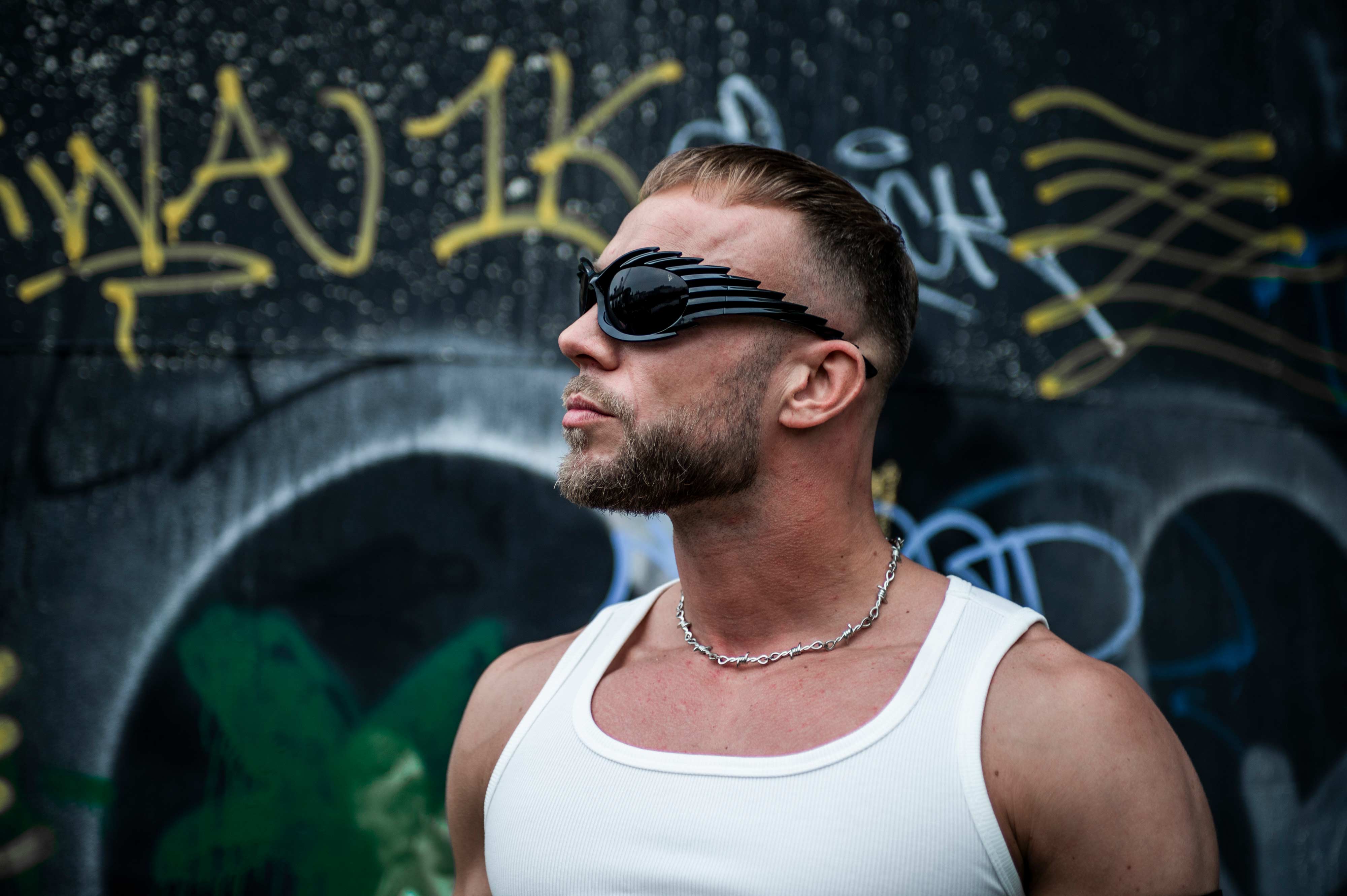 Zwarte rave bril 'Inferno' techno festival model 3