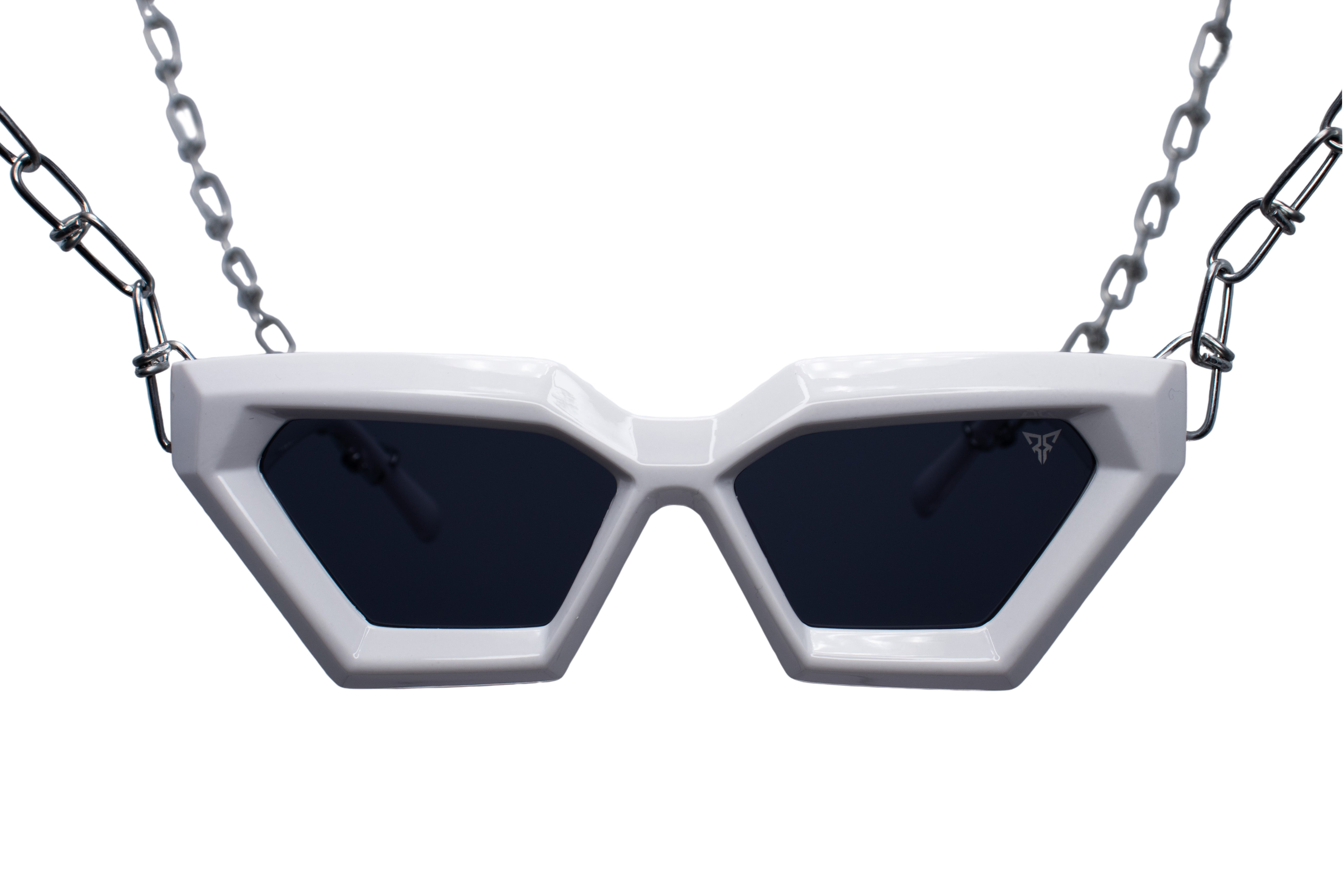 witte rave bril voor festivals 'Aurexa' voorkant