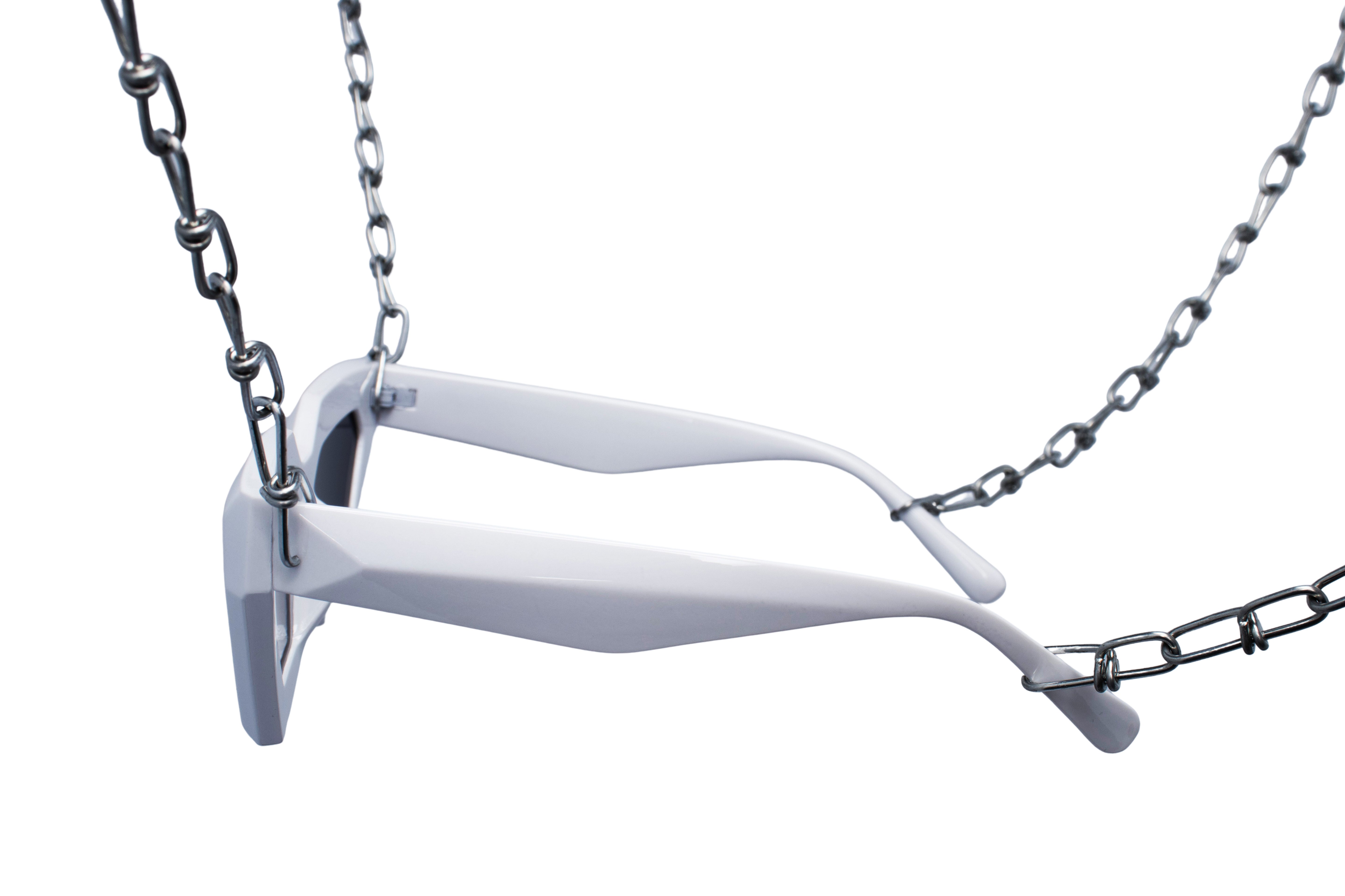 witte rave bril voor festivals 'Aurexa' zijkant