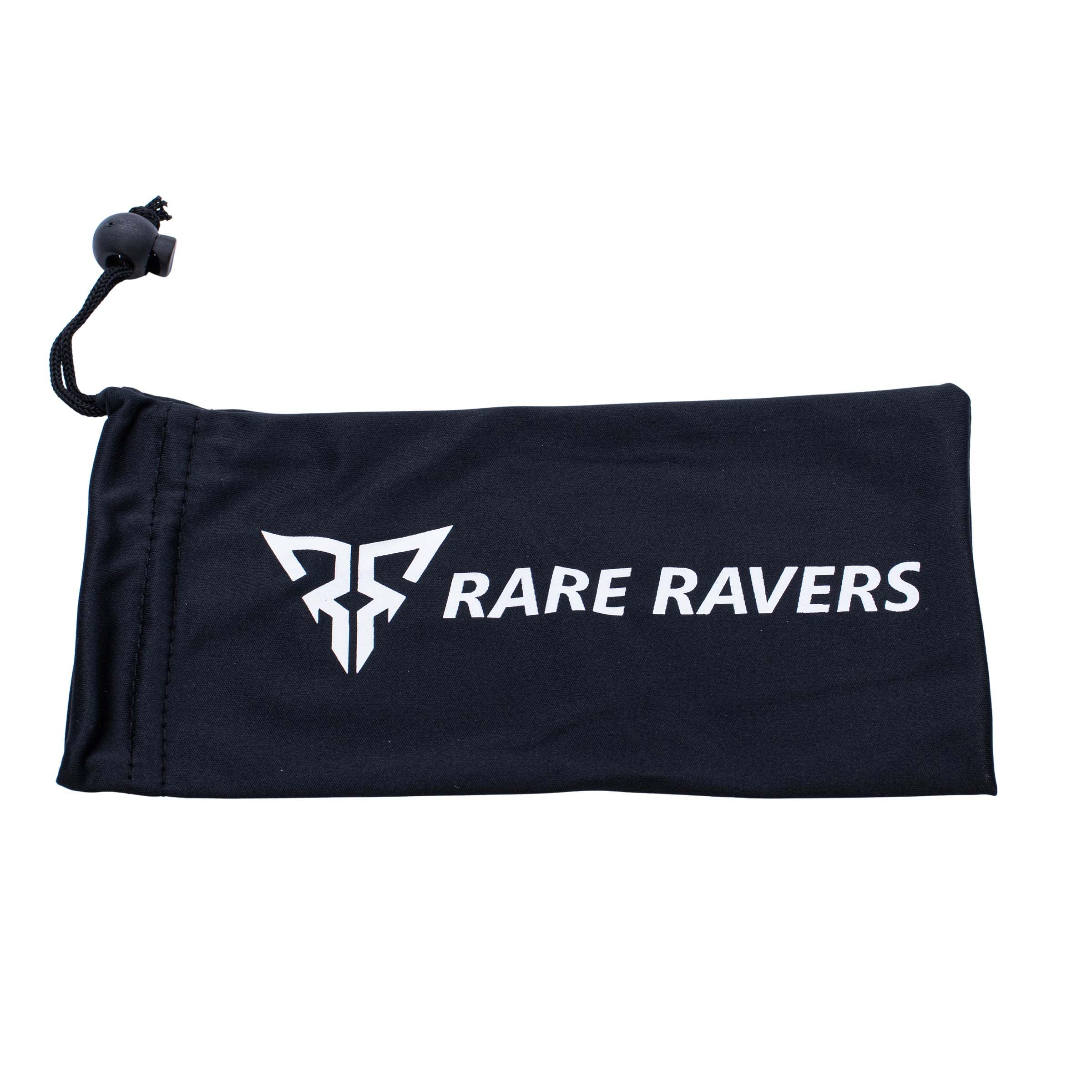 Zwart brillenhoesje met wit RARE RAVERS logo