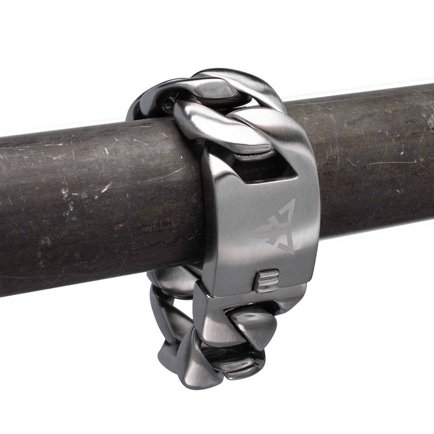 cuban rave bracelet matt silver 32mm heavy bolt