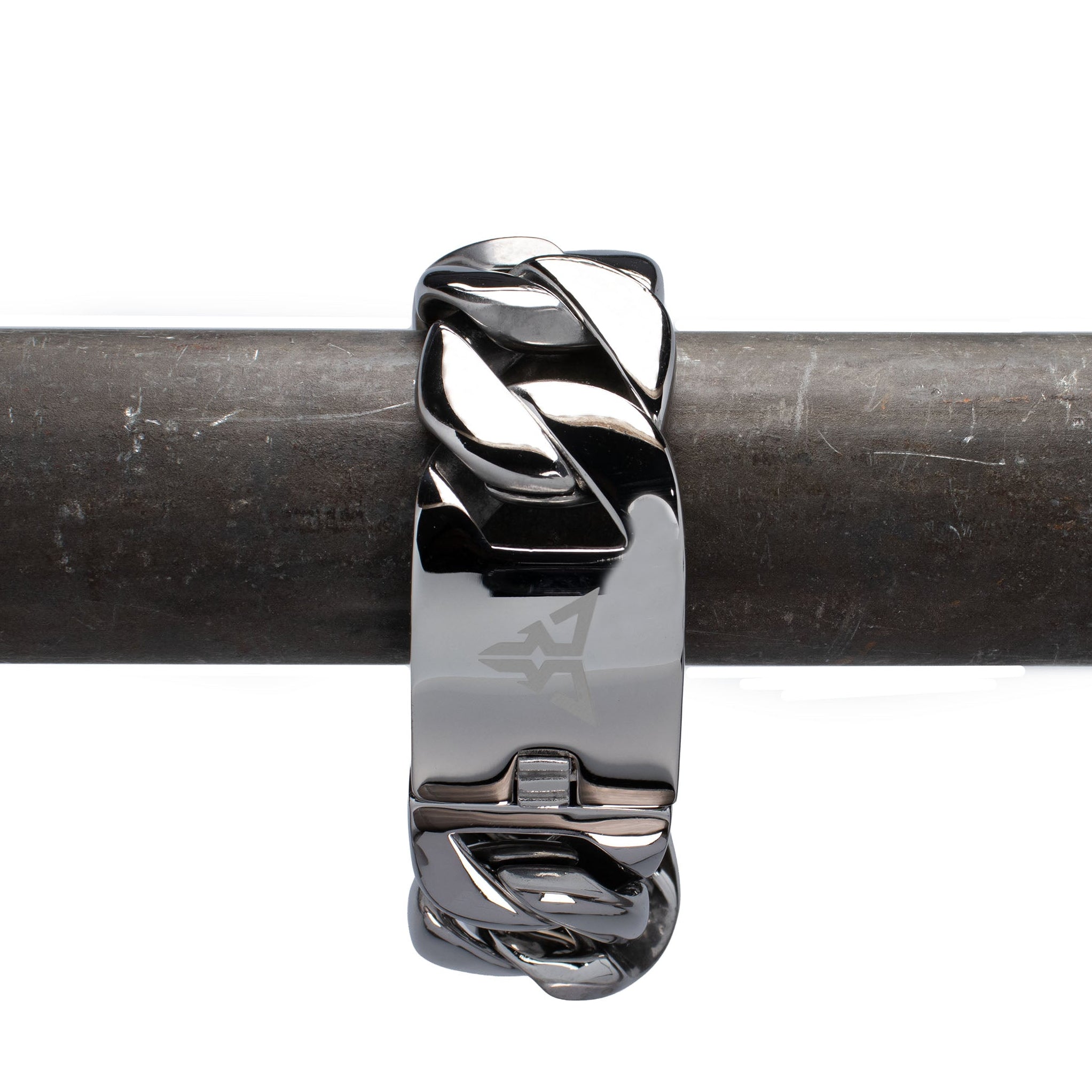 cuban rave bracelet shiny silver 32mm heavy