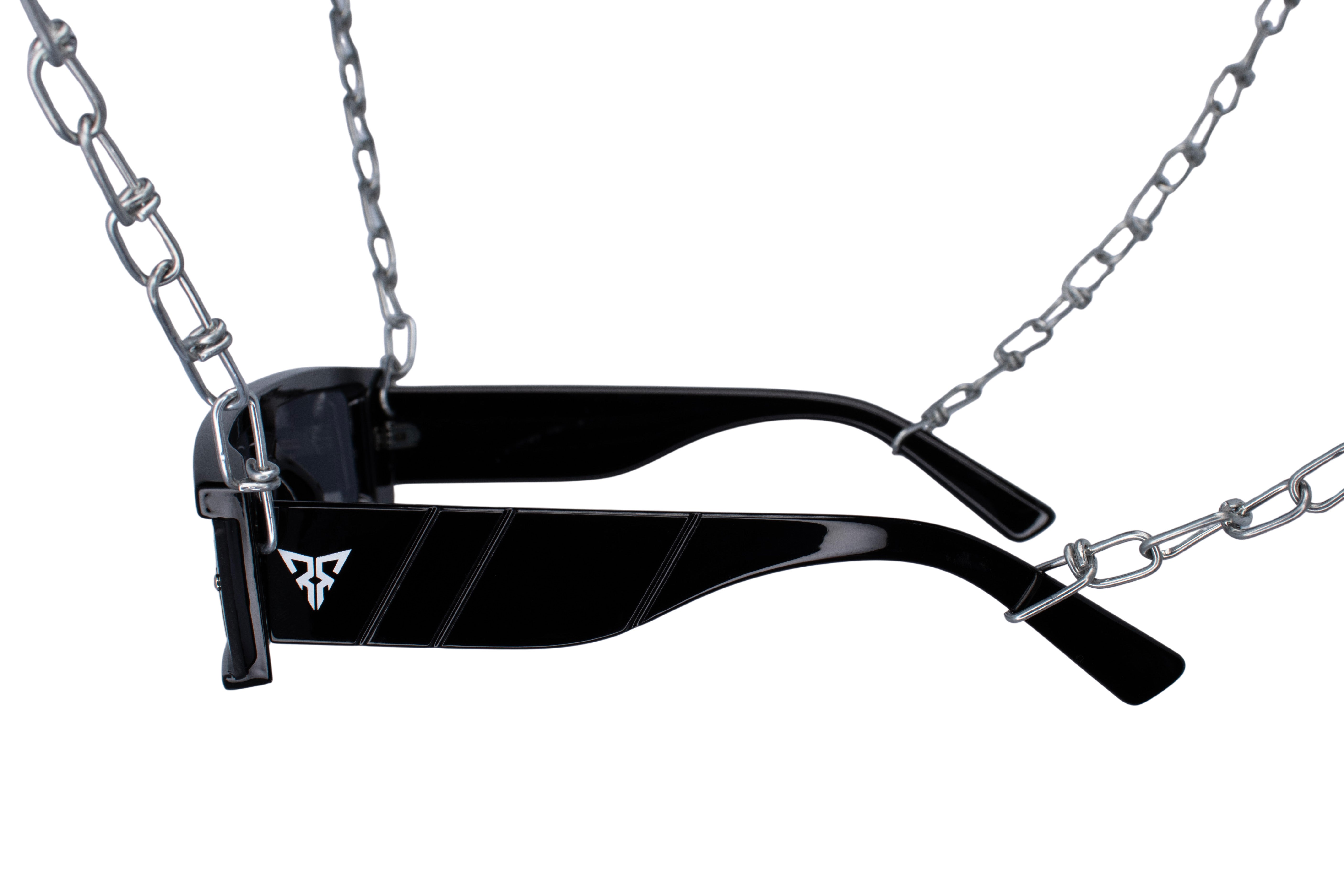 zwarte rave bril 'eclipsis' festival zijkant