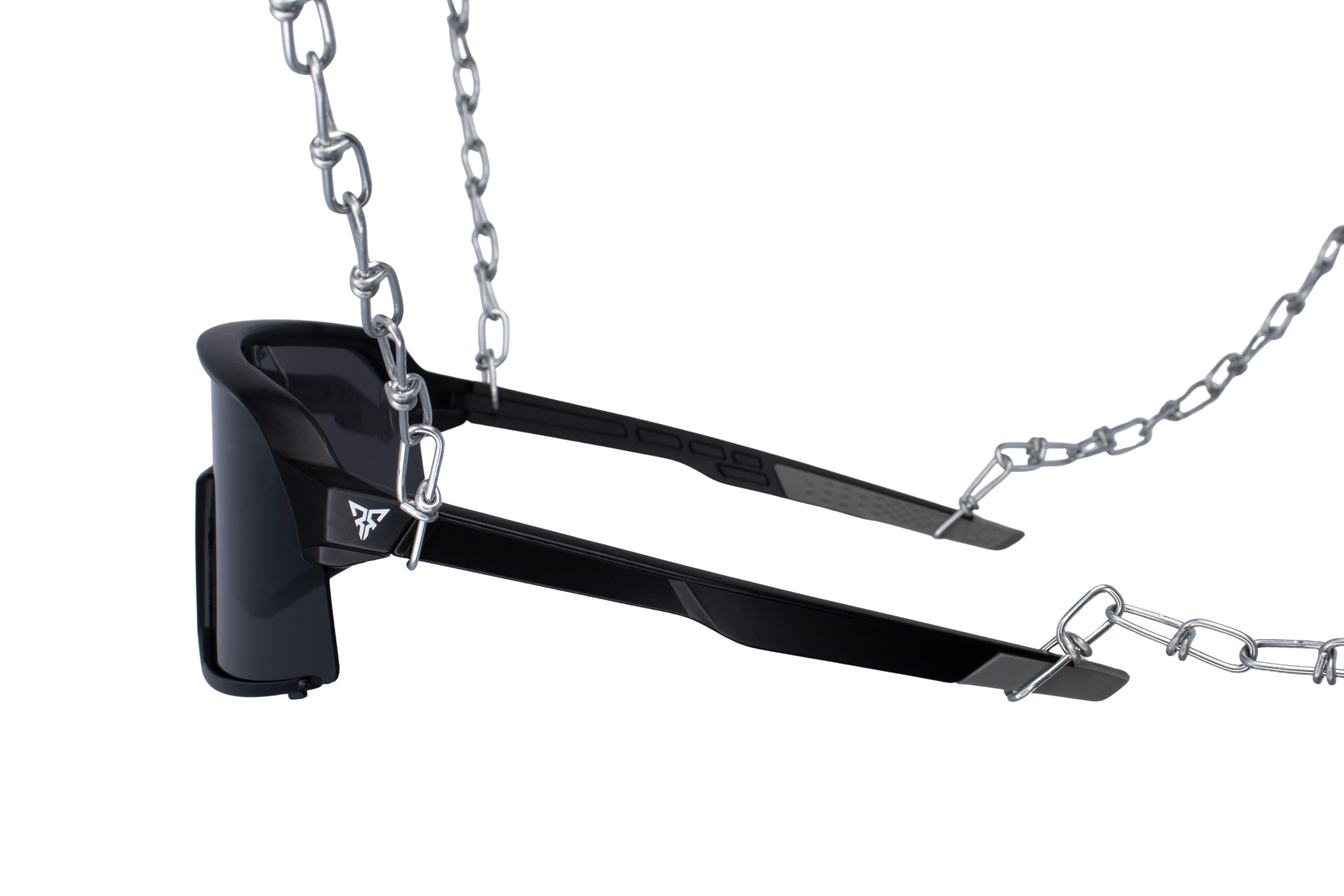 black techno rave glasses glacies side ski