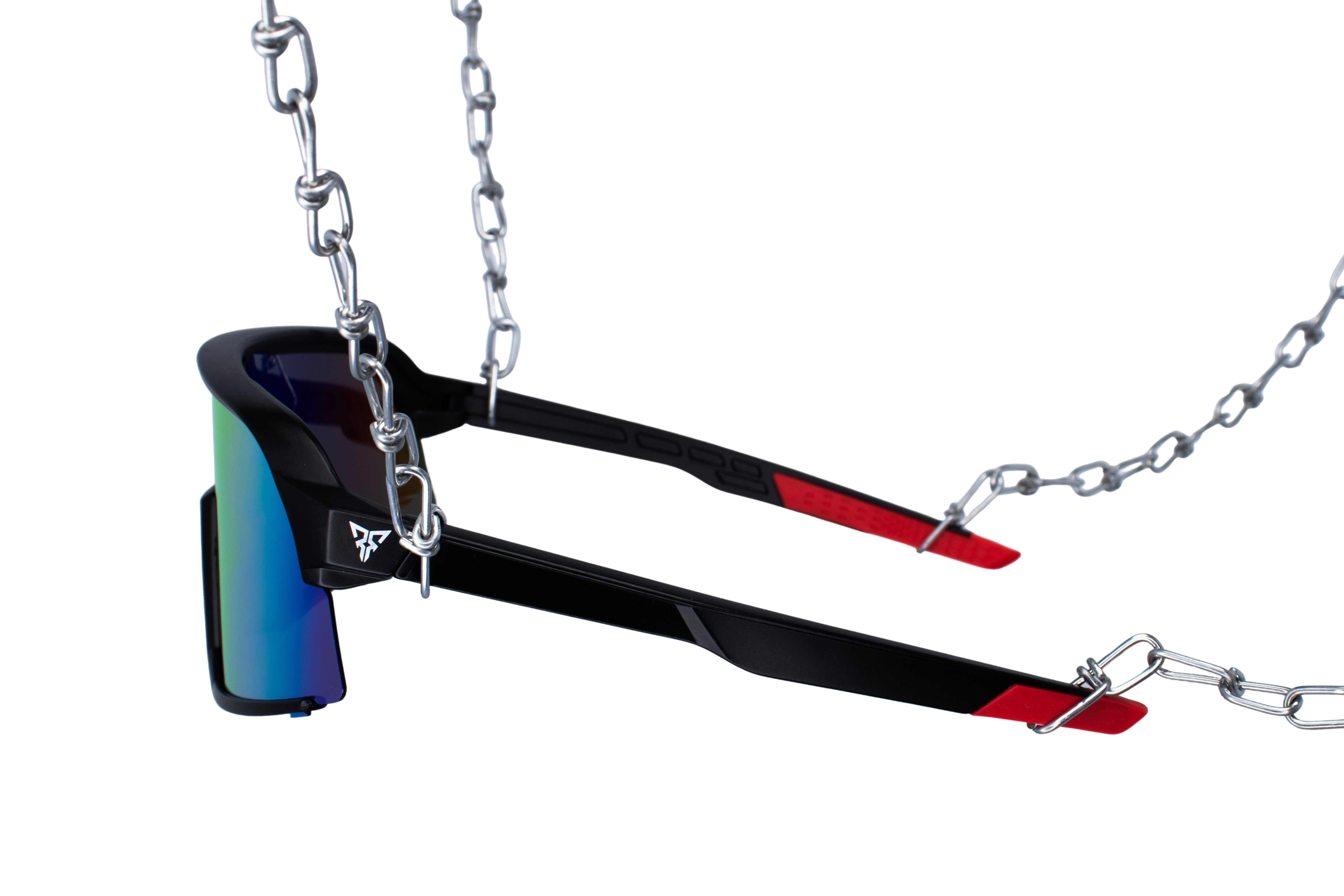 orange techno rave glasses glacies side view ski