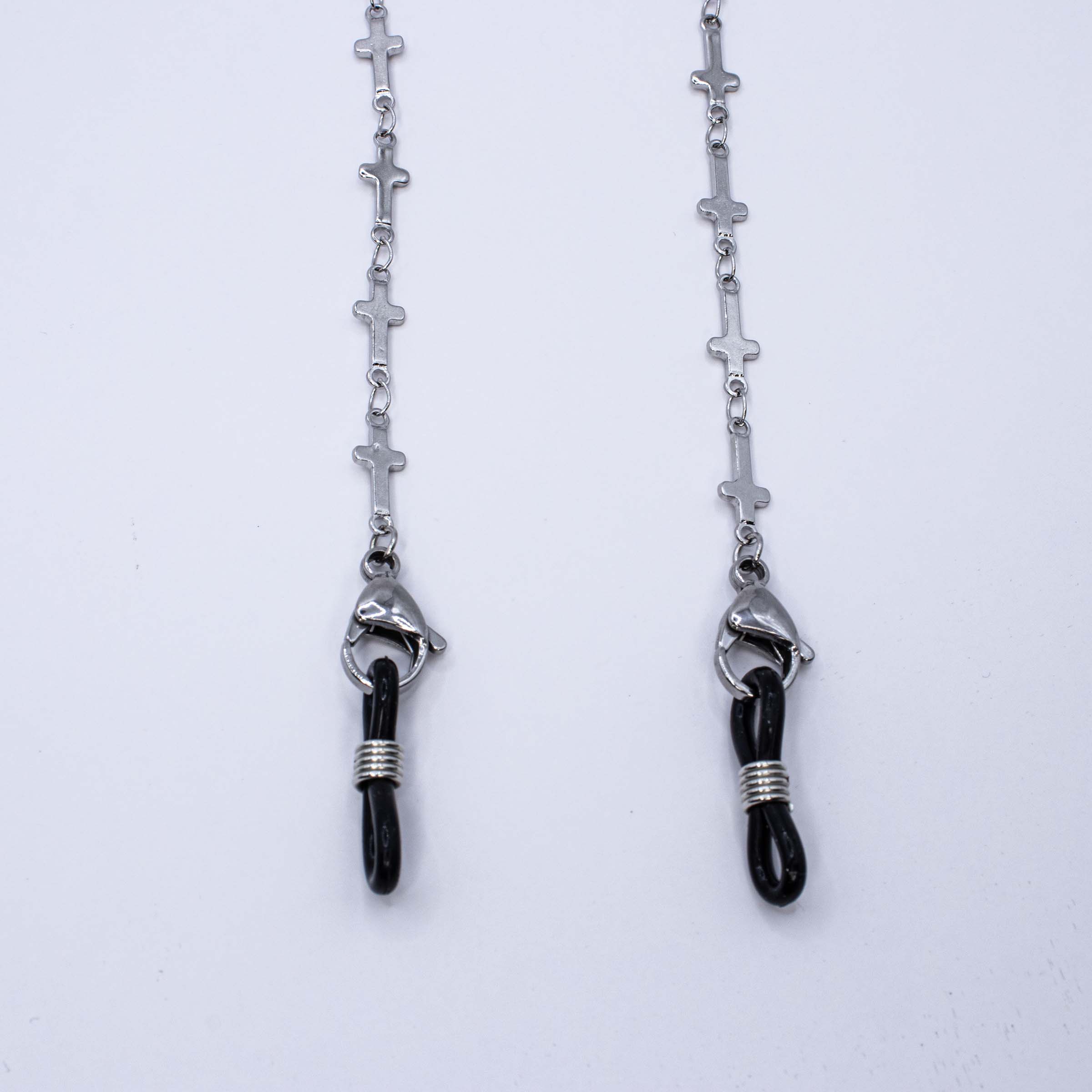 close up schakel en sluiting brillenketting 'crosses'