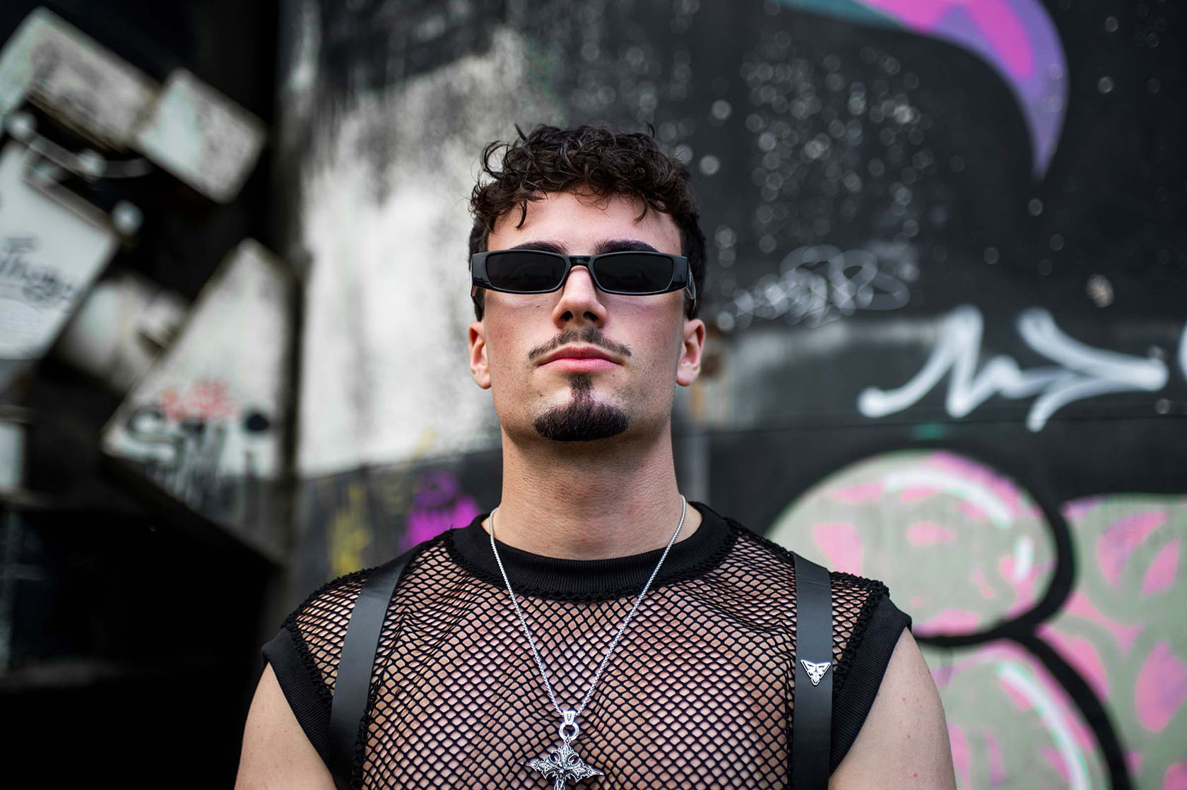 techno male raver glasses ferox black small festival front