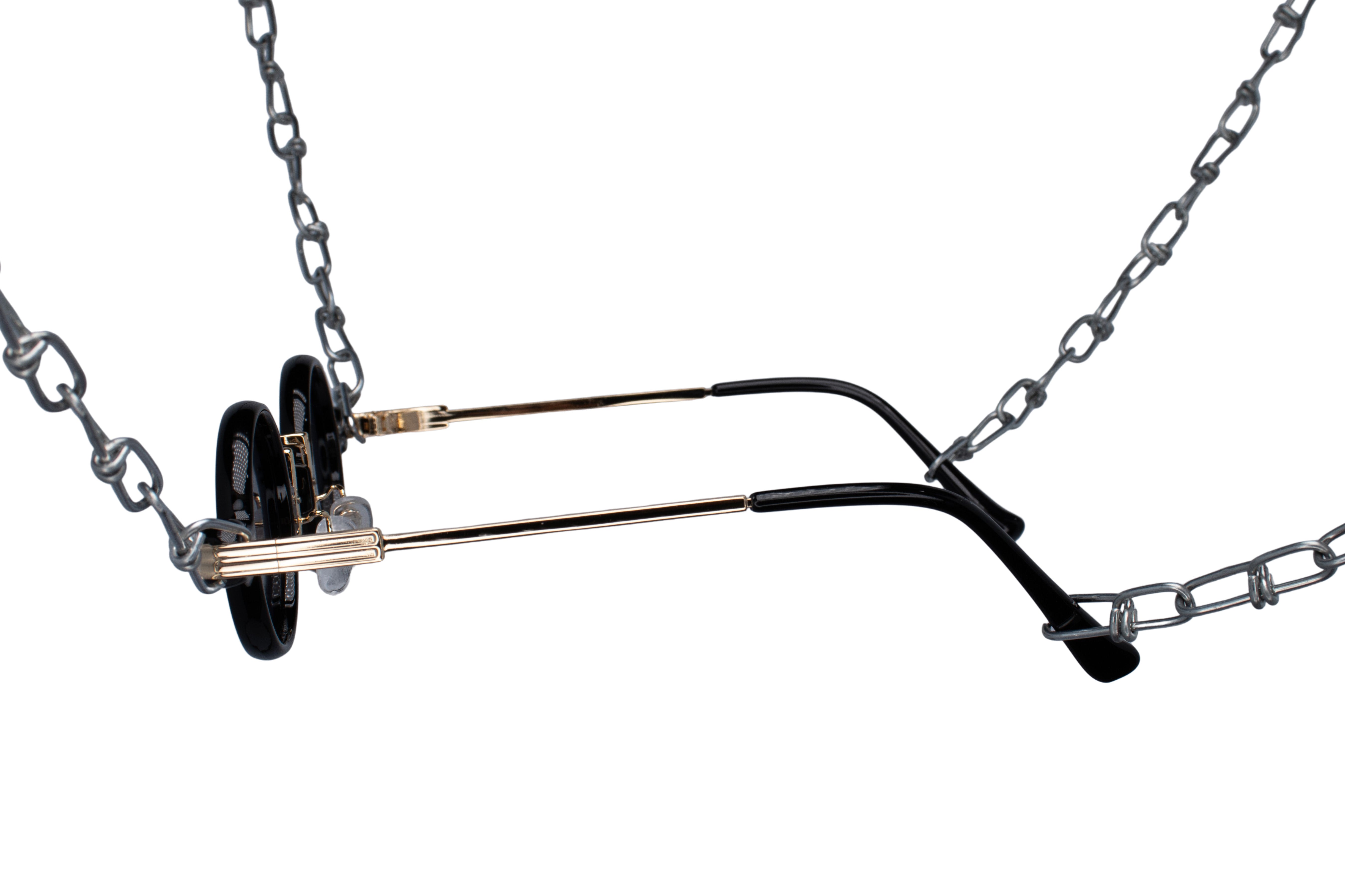 rave bril medicus zwart met gouden pootjes zijkant