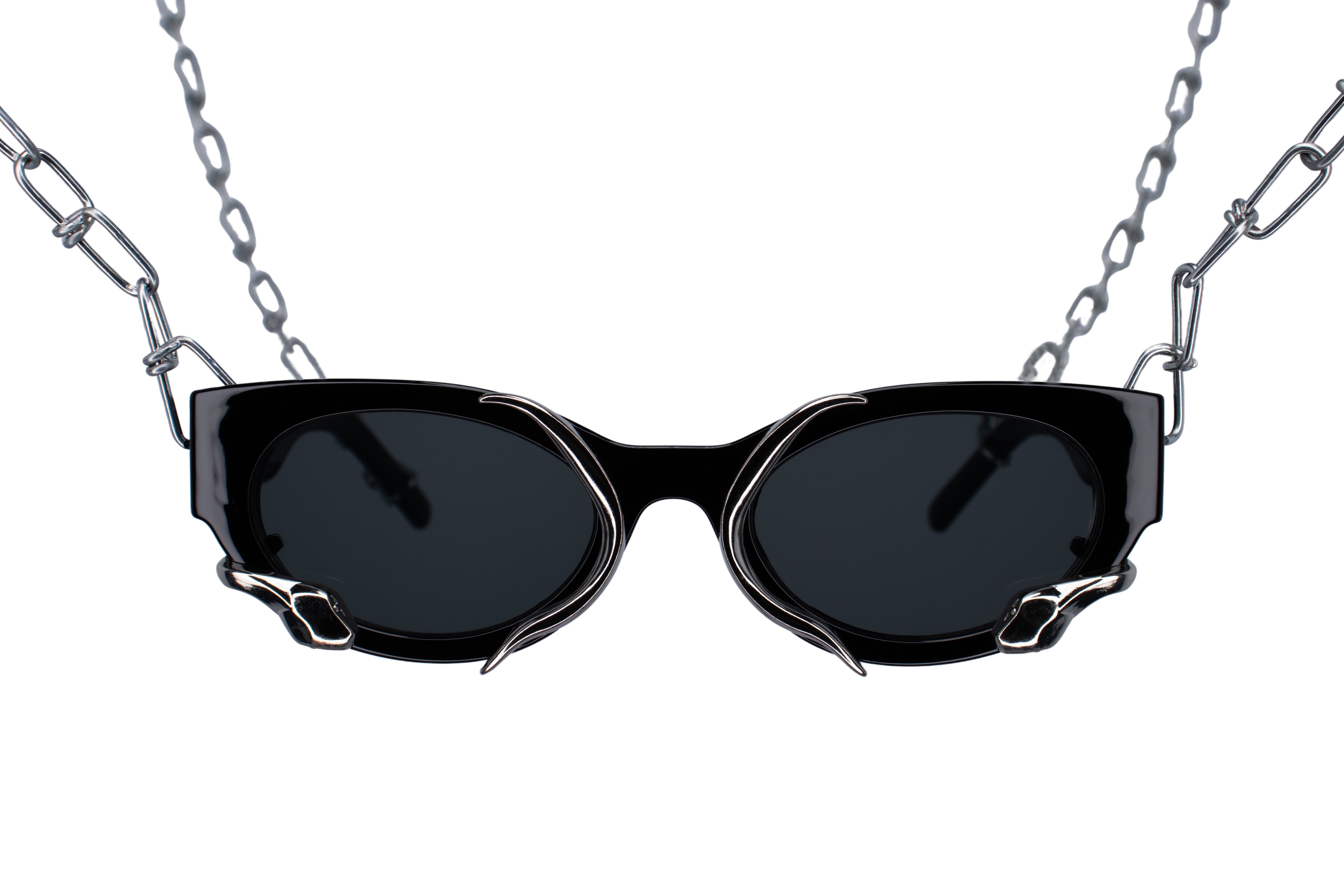black zwart snake medusa rave glasses zonnebril techno #kleur_zwart