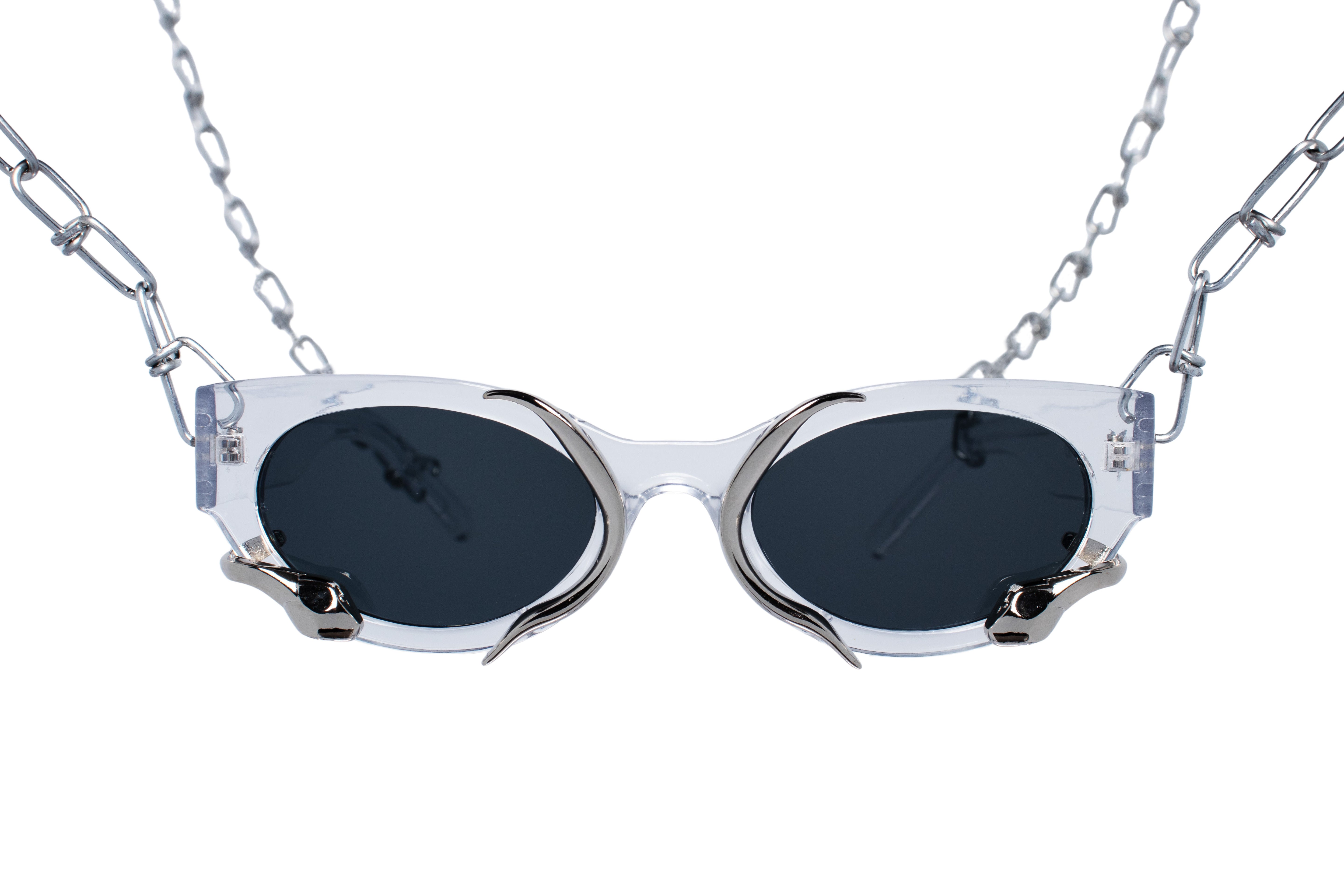 black zwart snake medusa rave glasses zonnebril techno #kleur_transparant