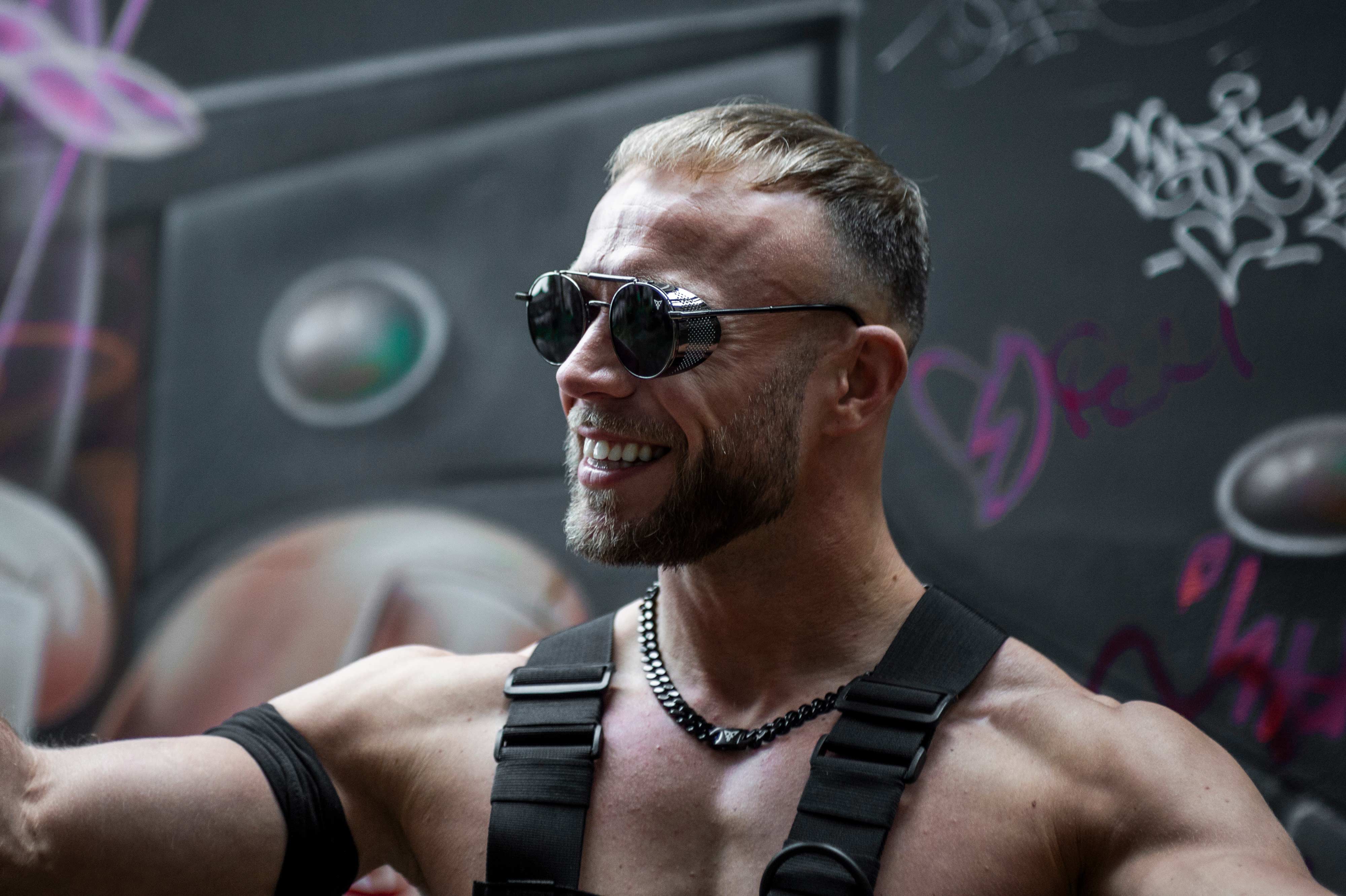 men dimencio gun metal rave zonnebril sunglasses techno punk