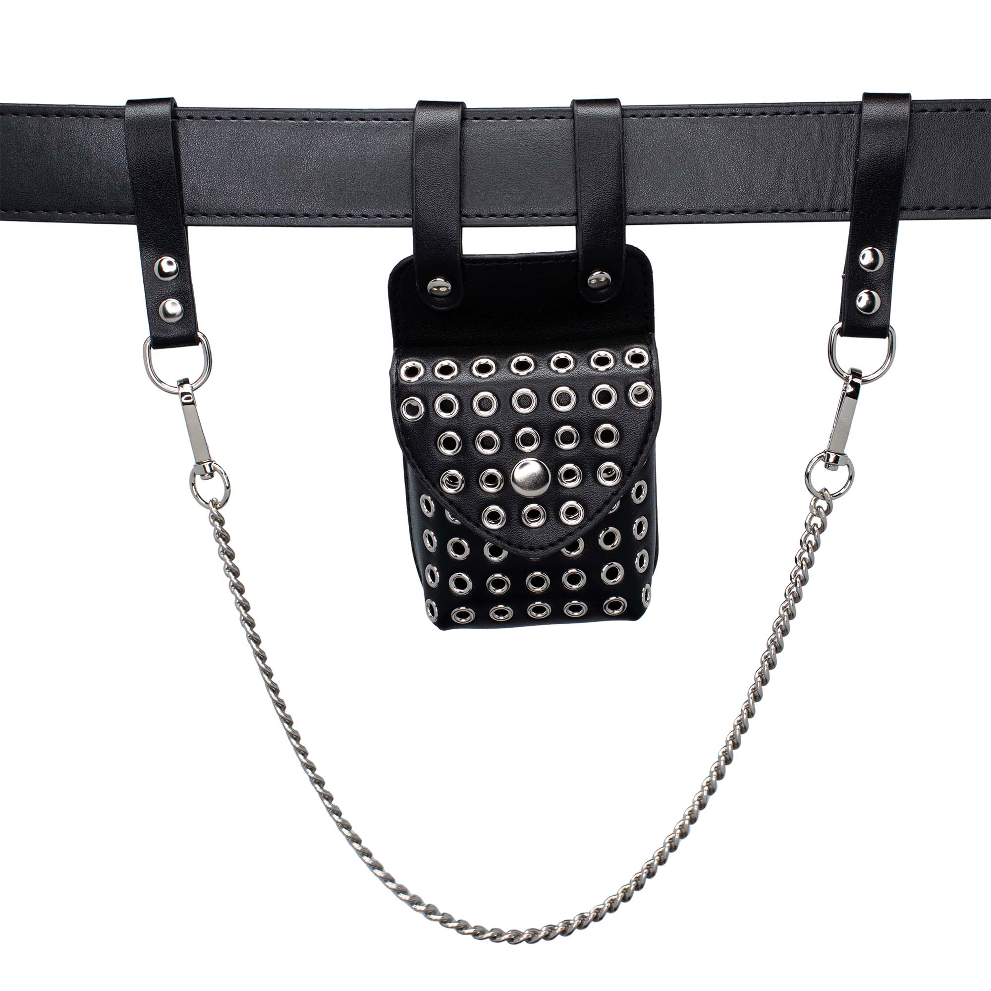 productfoto van lederen rave riem met muntentasje