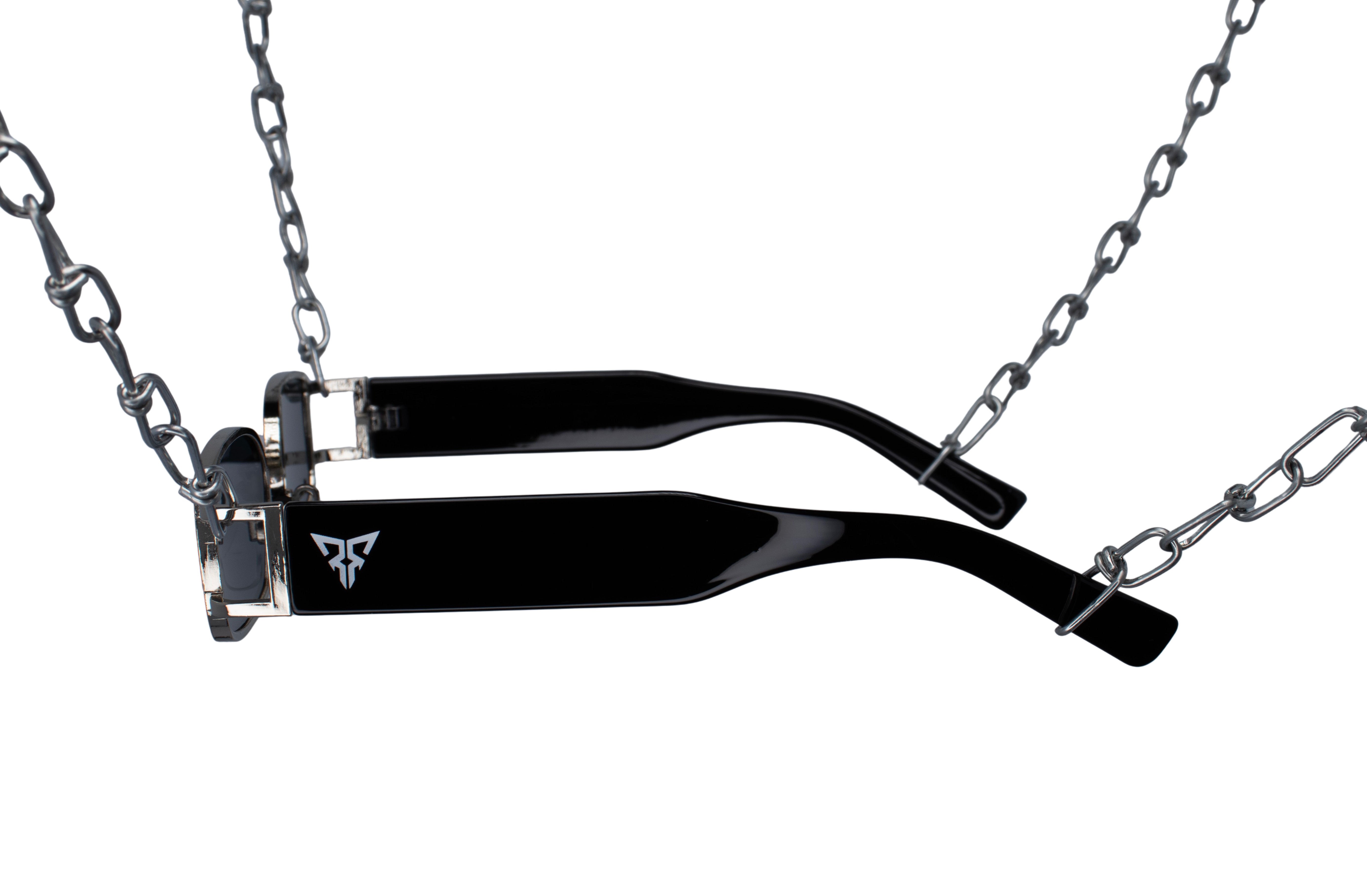 zilver met zwarte punk rave bril signum zijkant