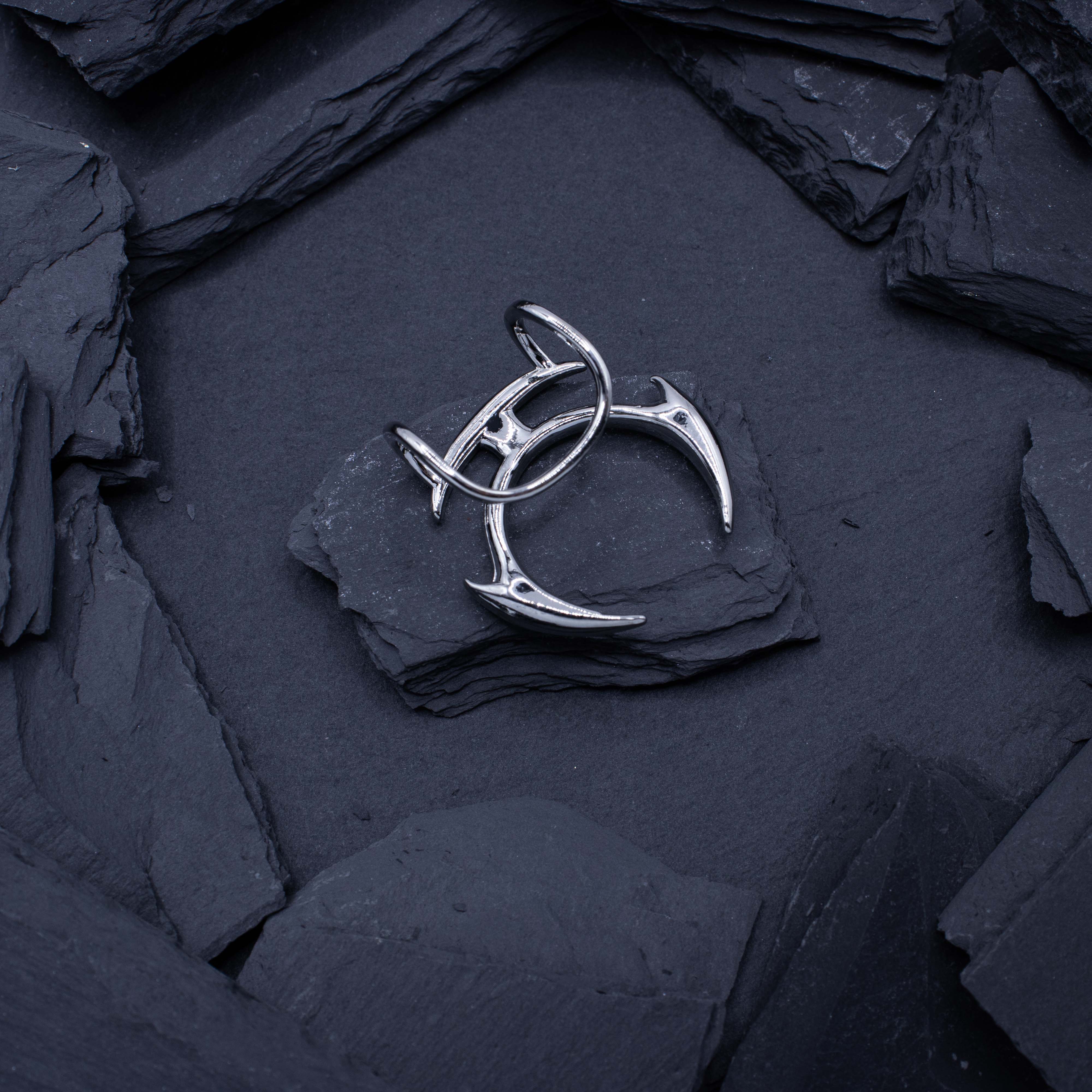 Zilveren 'Silver ring' rave lippiercing/lipclip festival