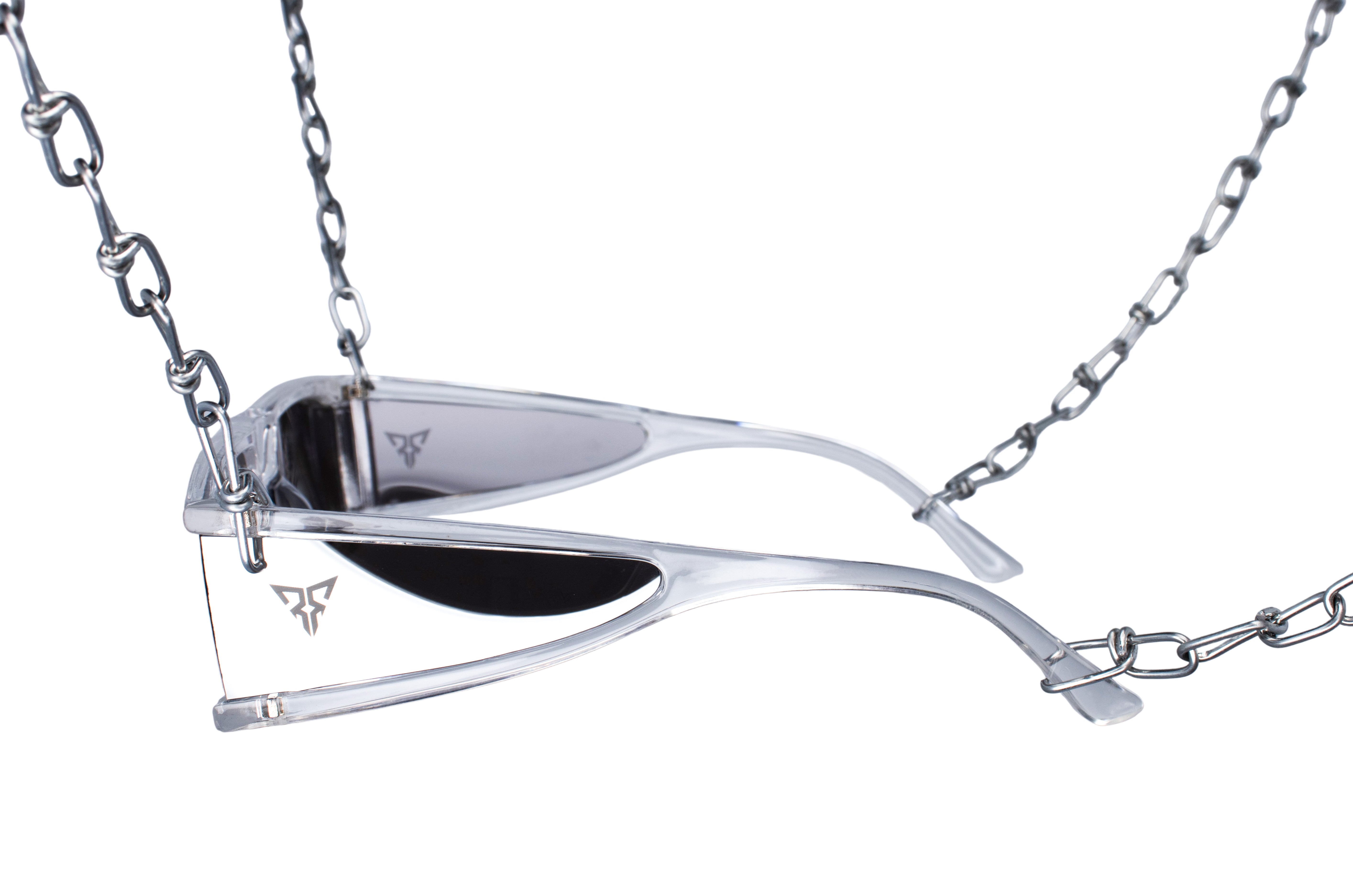 transparante rave bril voor techno festival zijkant