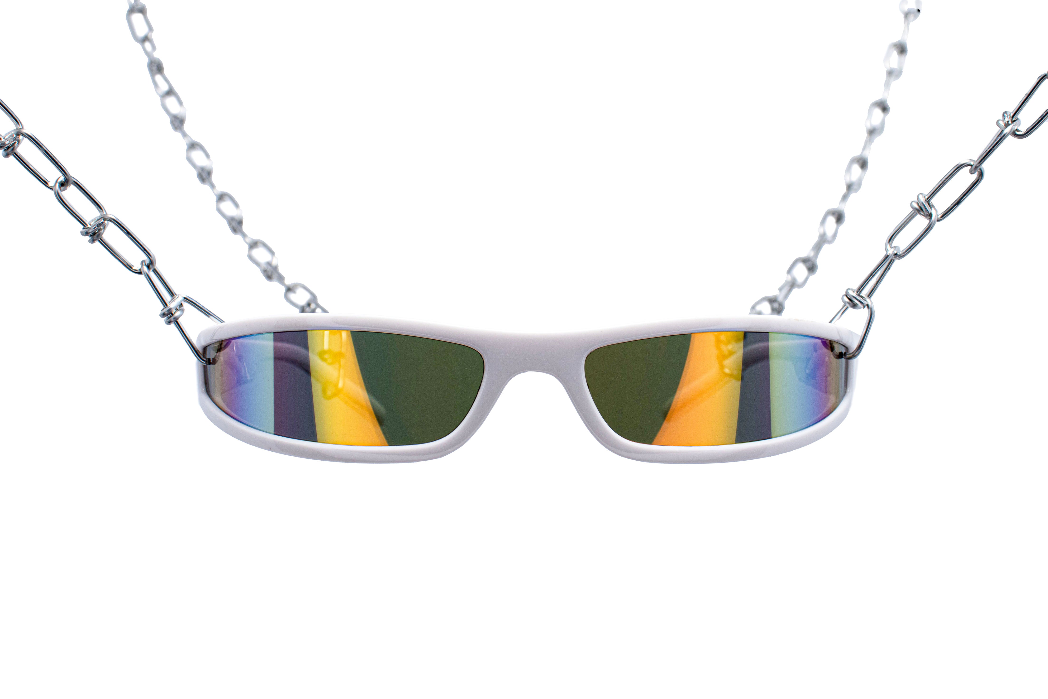 witte rave bril met spiegelglazen voor festivals