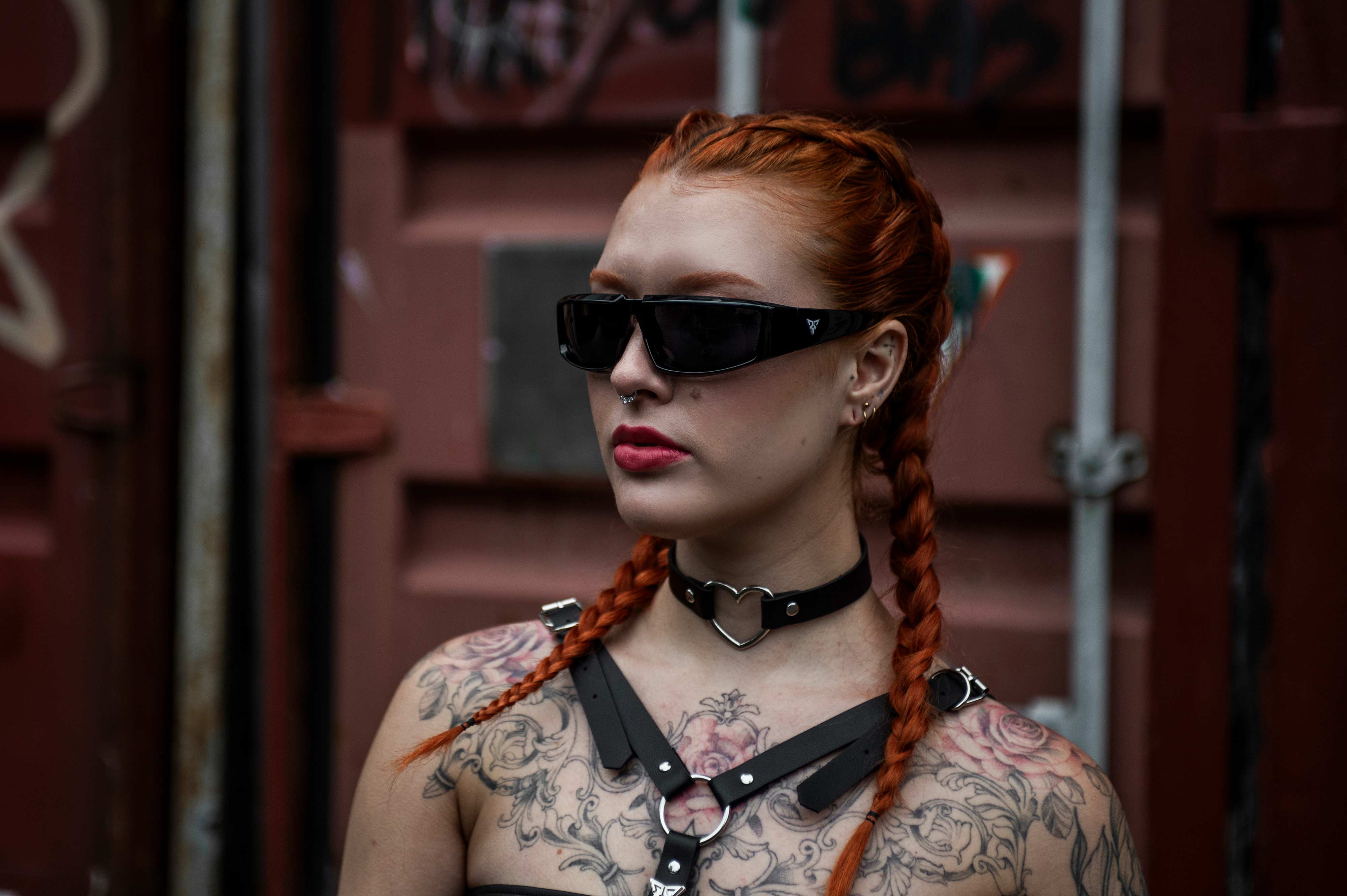 woman girl black obex cool rave sunglasses hardtechno raw