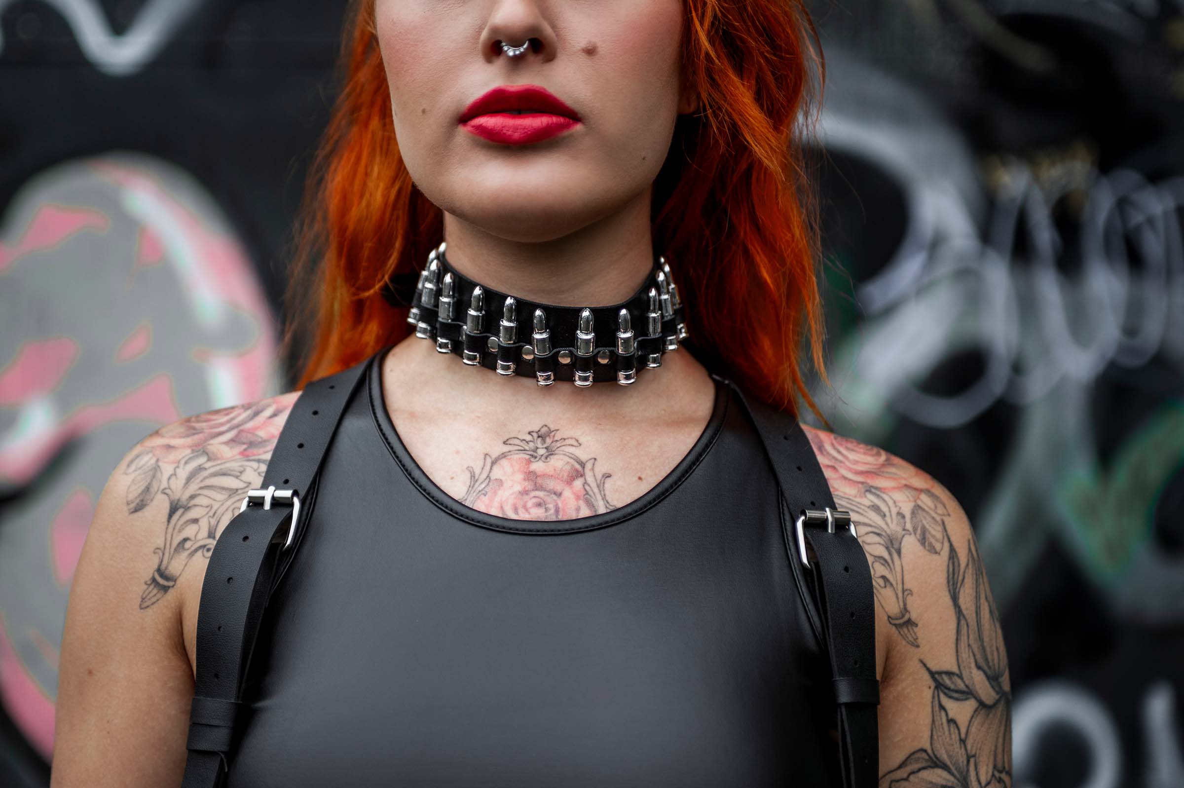 Choker 'Bullet' - Unisex - Zwart/zilver