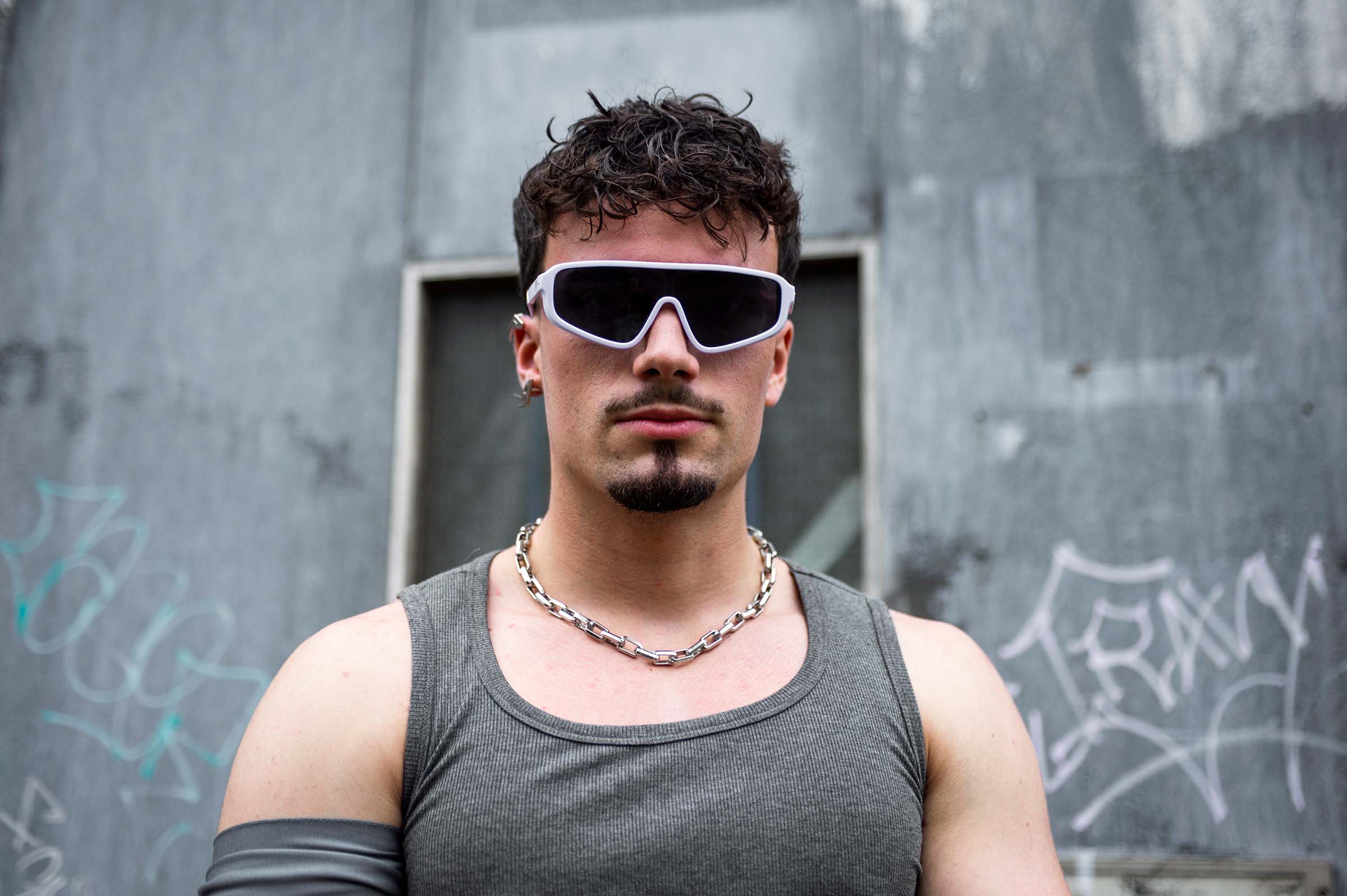 Witte rave bril 'Virtus' techno festival model 3