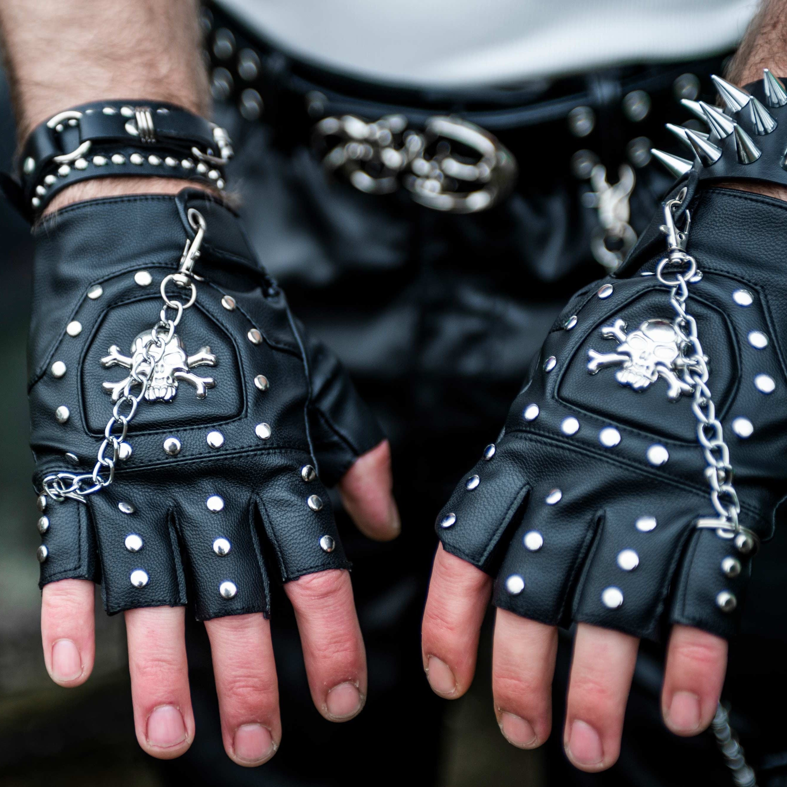 Handschoenen 'Black Skull' - Man - Zwart/zilver