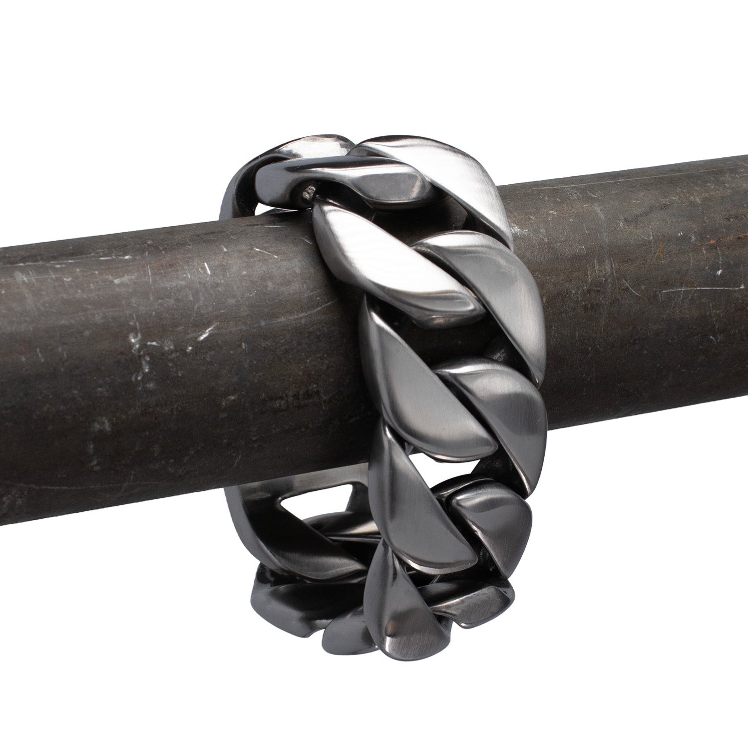 cuban rave bracelet matt silver 32mm heavy underground