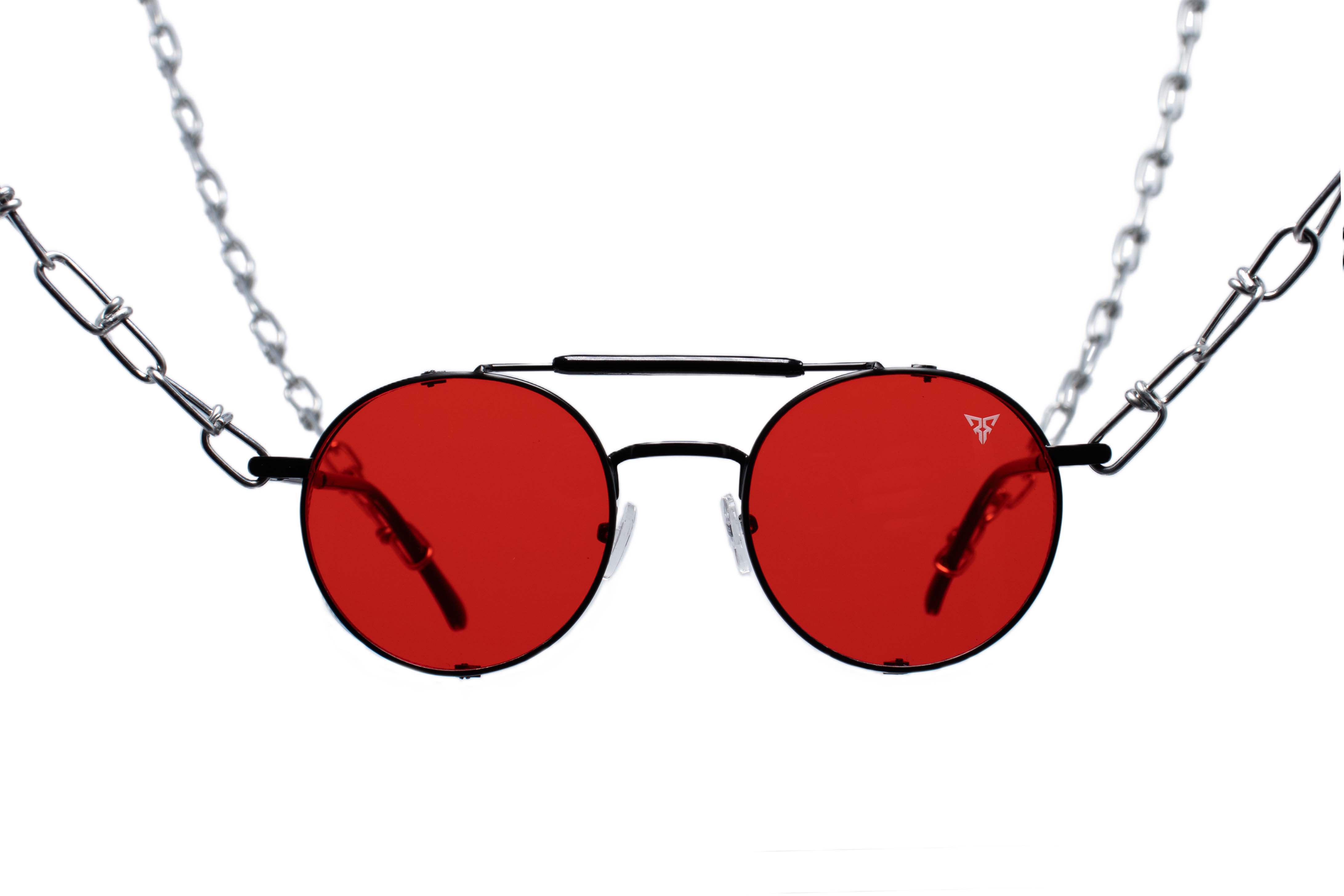 dimencio rood red rave zonnebril sunglasses techno punk #kleur_rood