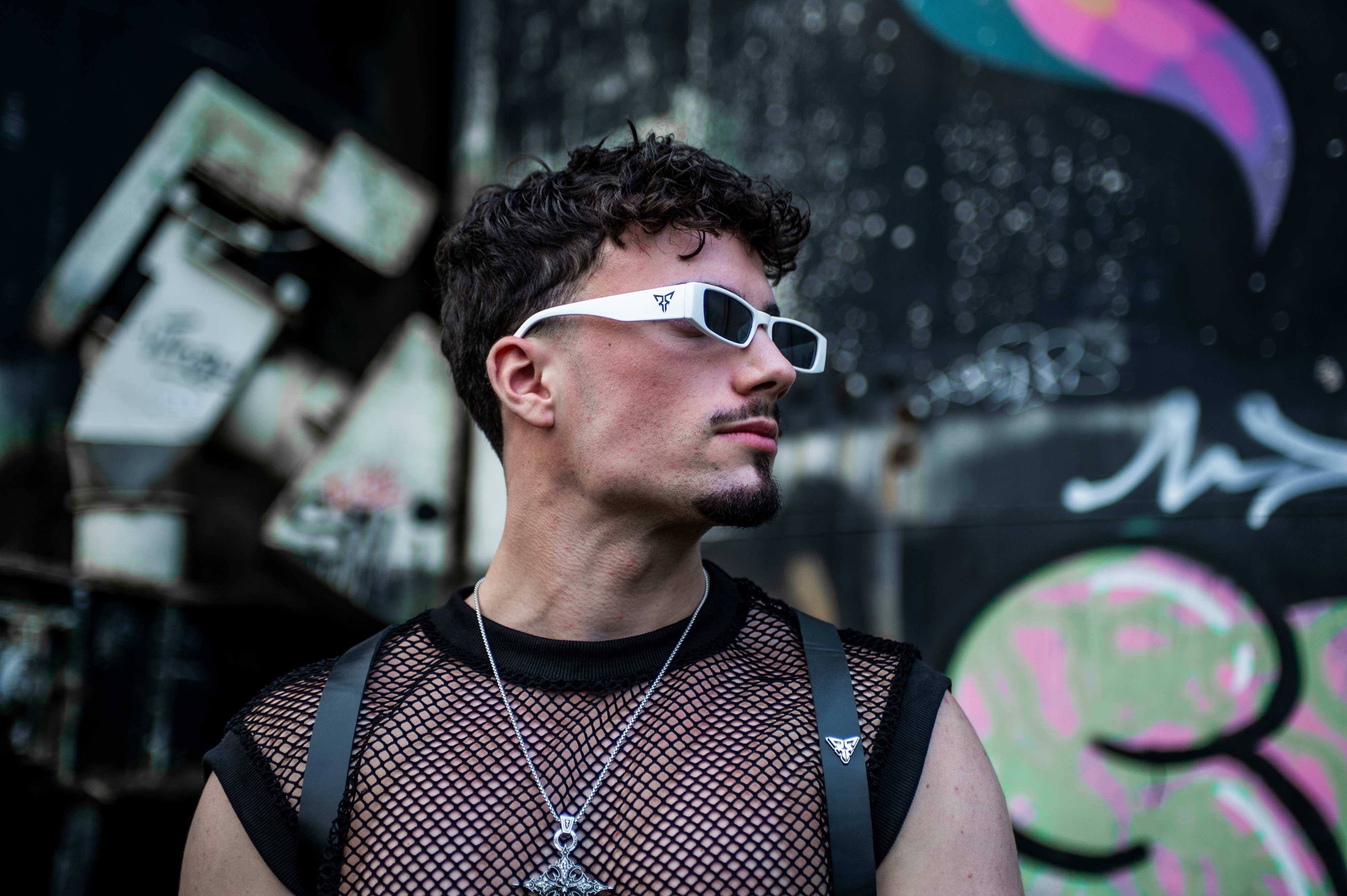 techno raver unisex sunglasses ferox white small festival front 