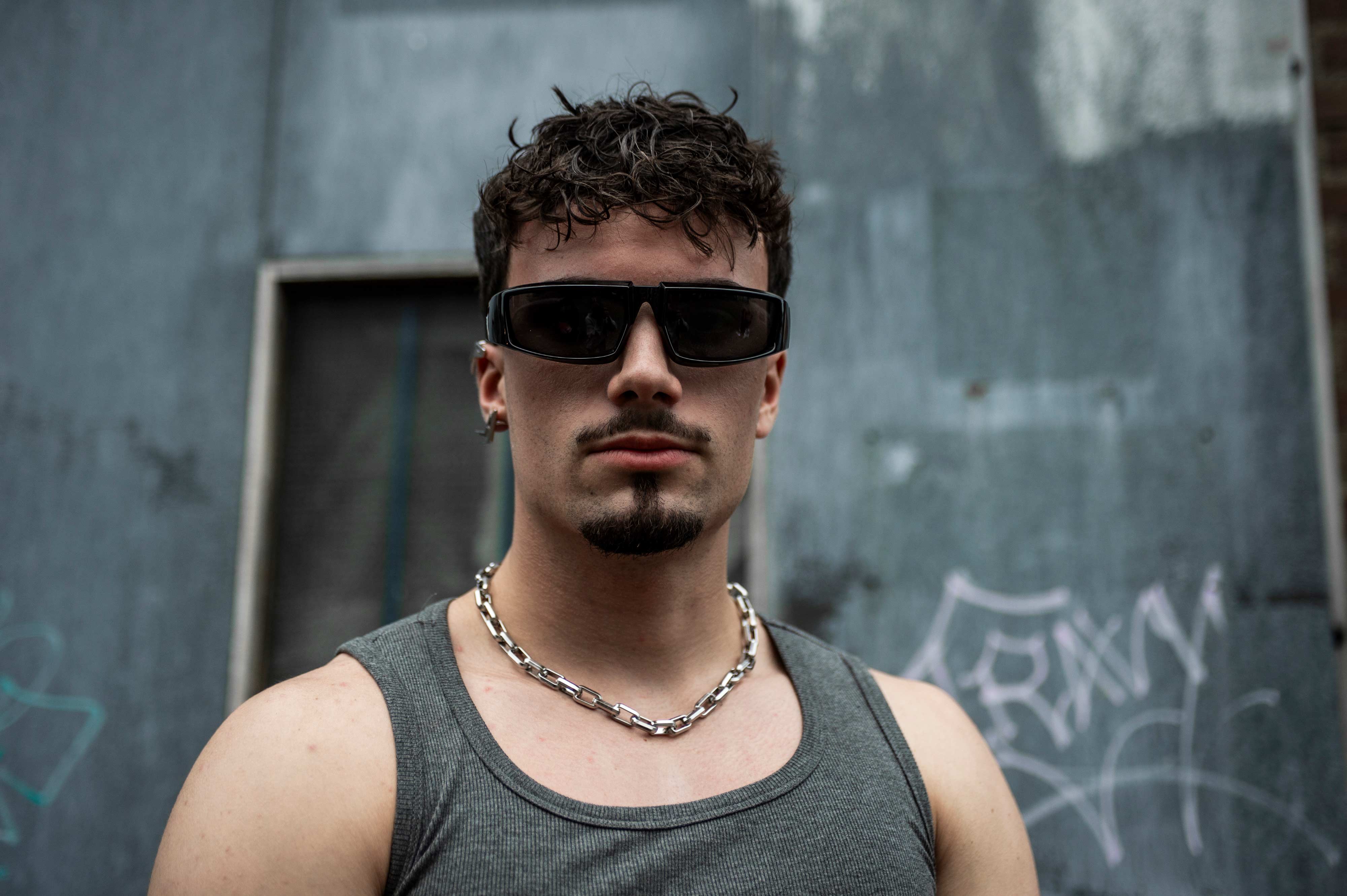 men black obex cool rave sunglasses hardtechno raw front 