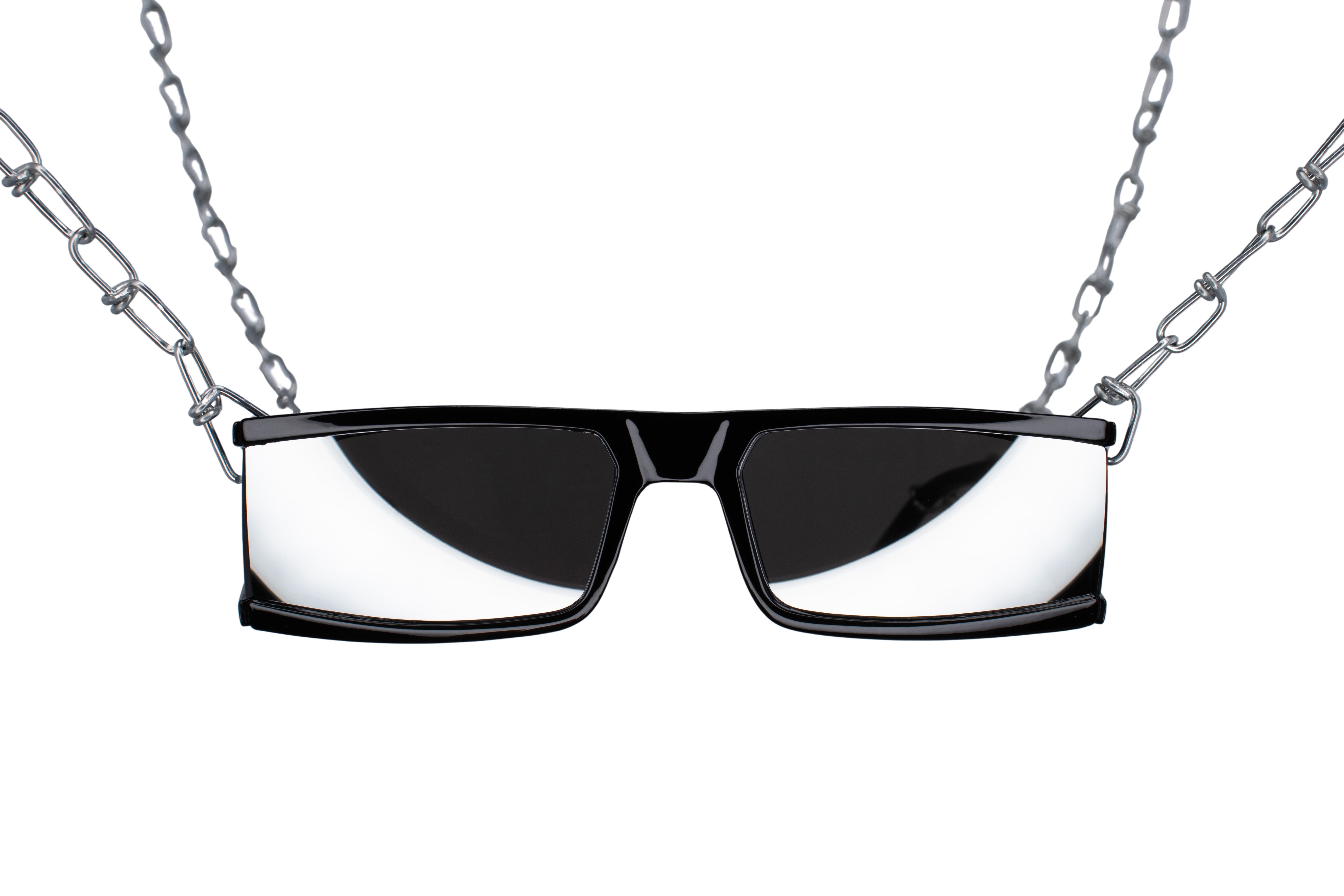 zwarte rave bril voor techno festival spiegel lens #kleur_zwart
